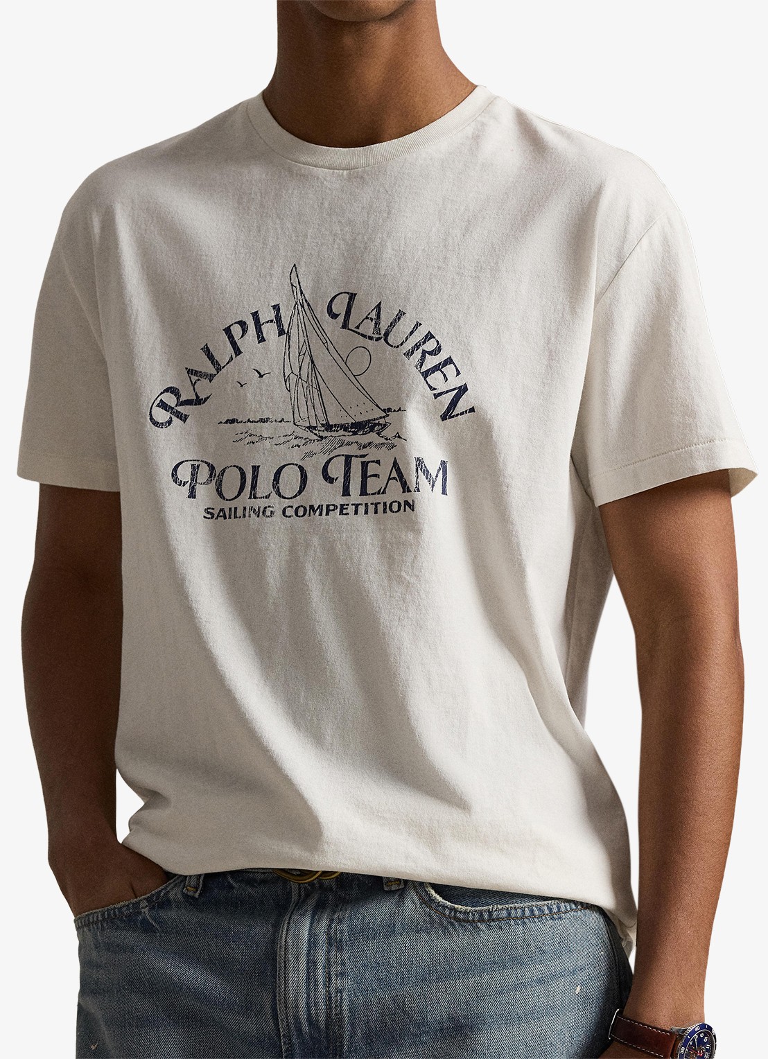 Ralph Lauren T-shirt met logoprint - detail 5 deckwash white / wit
