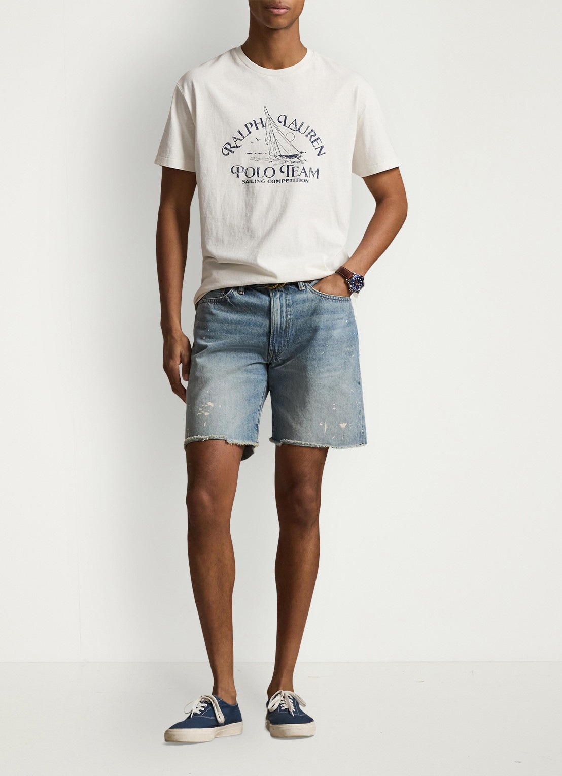 Ralph Lauren T-shirt met logoprint - voorkant 2 deckwash white / wit