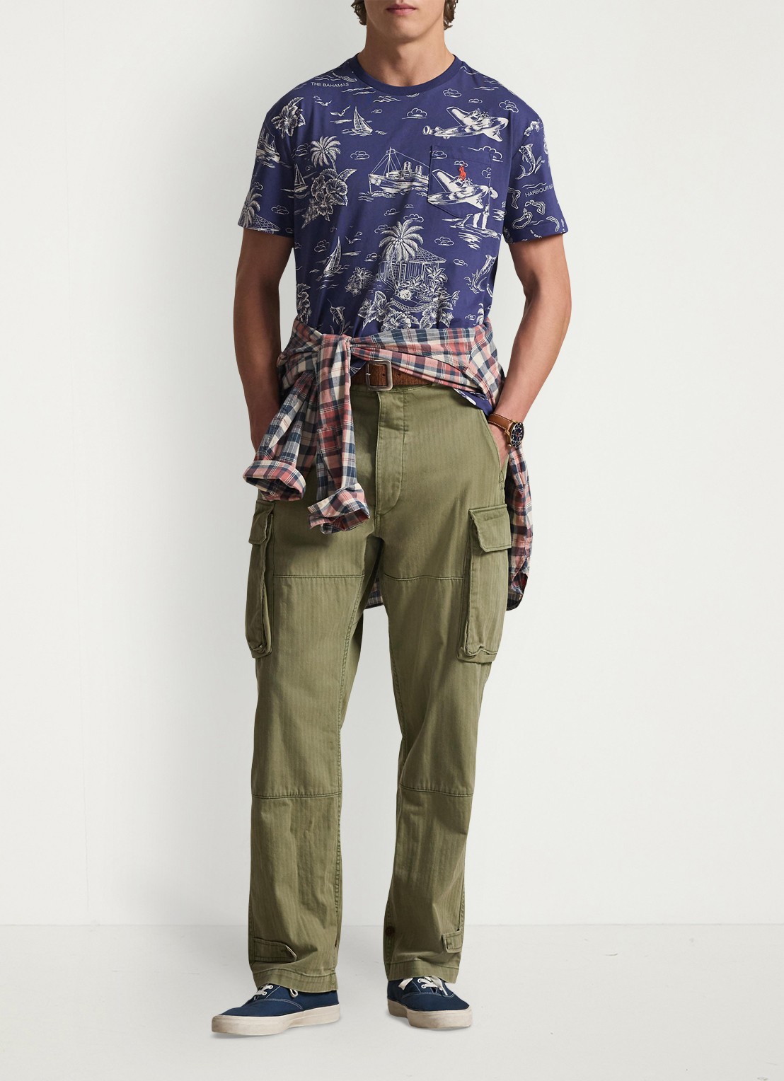Ralph Lauren T-shirt met print en borstzak - voorkant 2 harbor island bear boathous