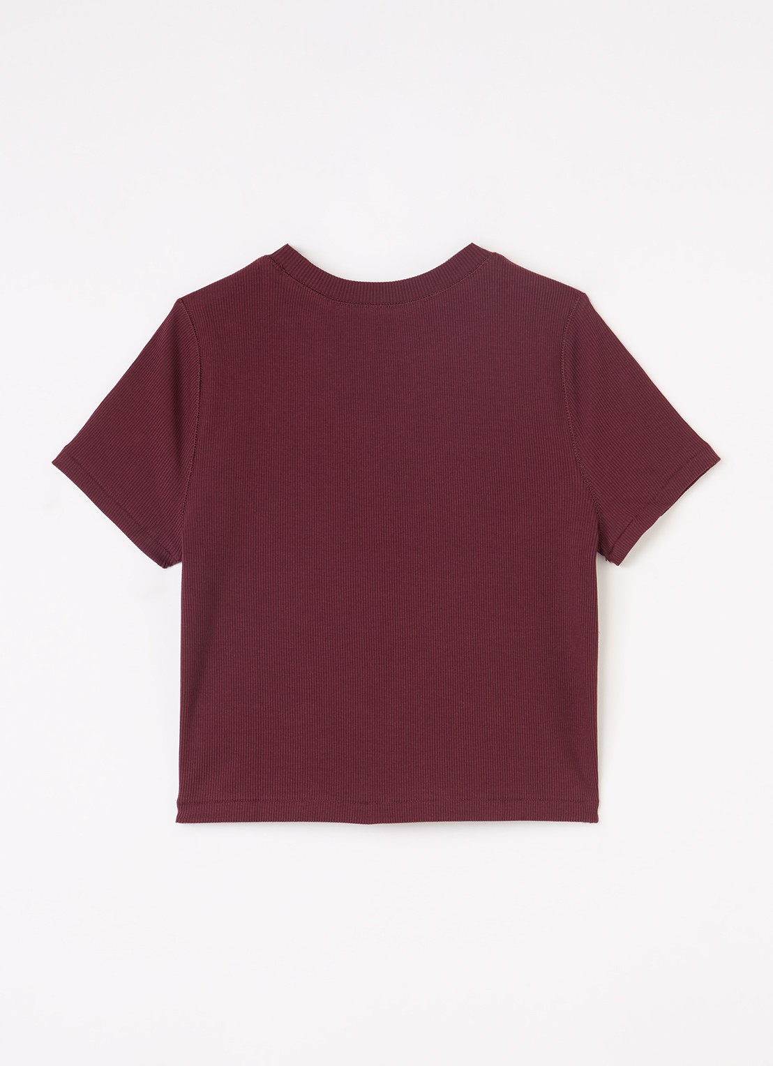 Ralph Lauren T-shirt met ribstructuur - voorkant 2 bordeauxrood