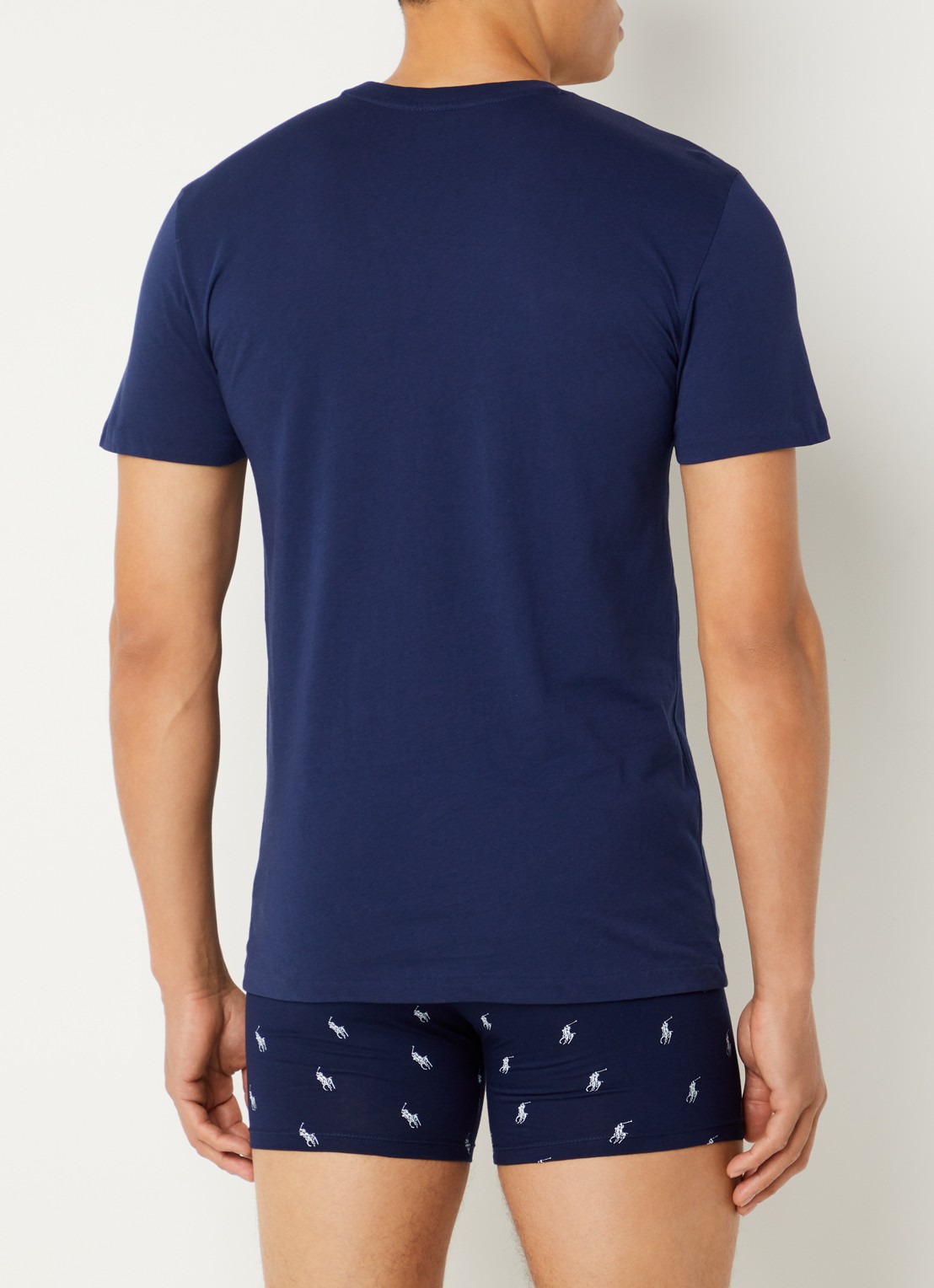 Ralph Lauren T-shirt met ronde hals in 3-pack - achterkant blauw