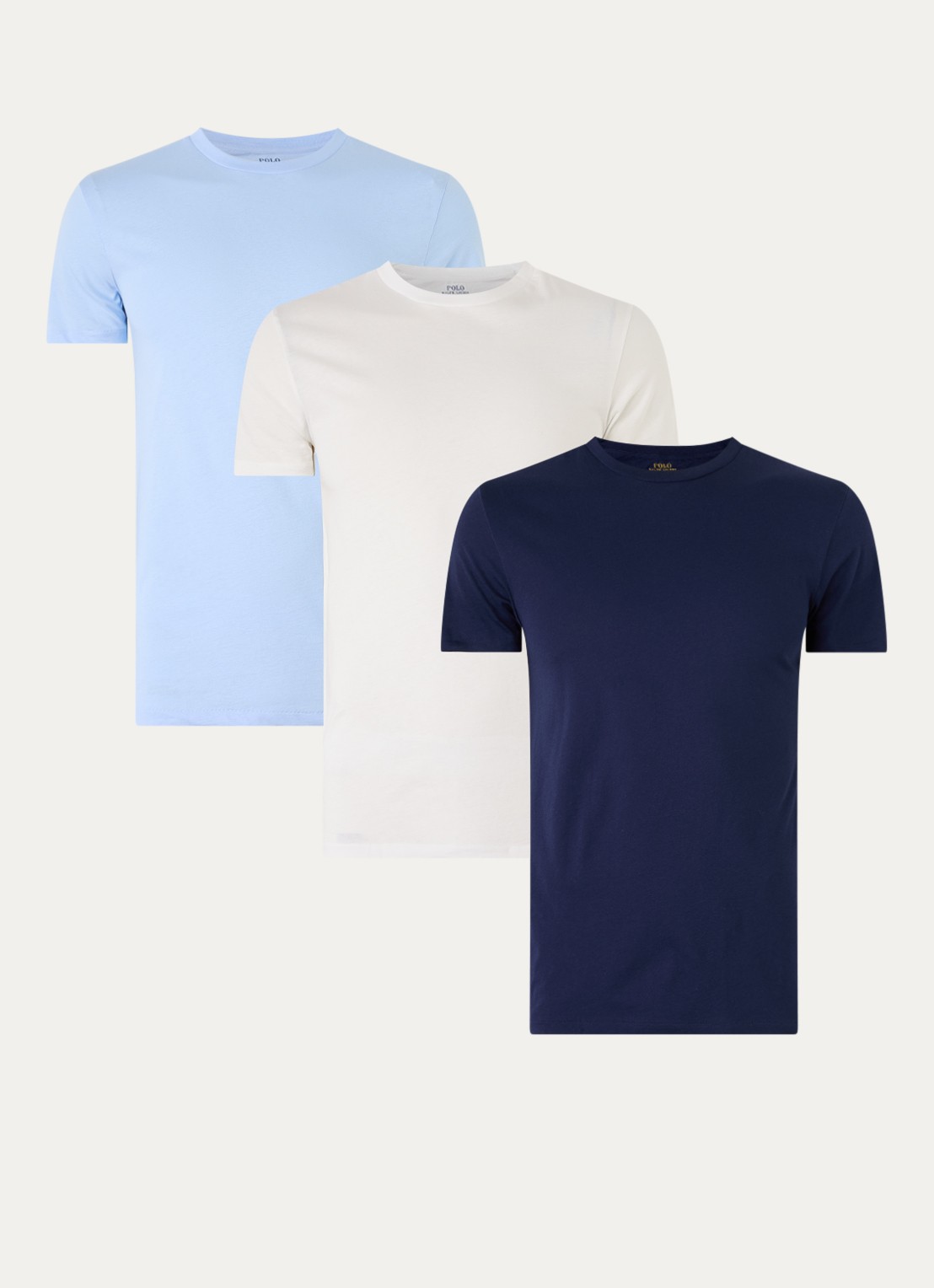 Ralph Lauren T-shirt met ronde hals in 3-pack - voorkant 2 blauw