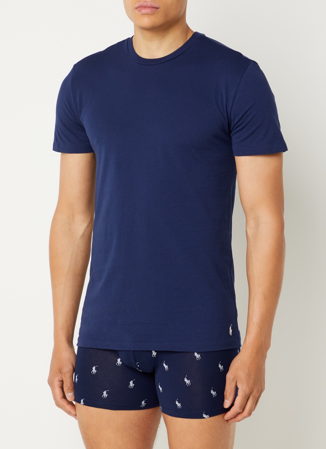 Ralph Lauren T-shirt met ronde hals in 3-pack - voorkant 3 blauw