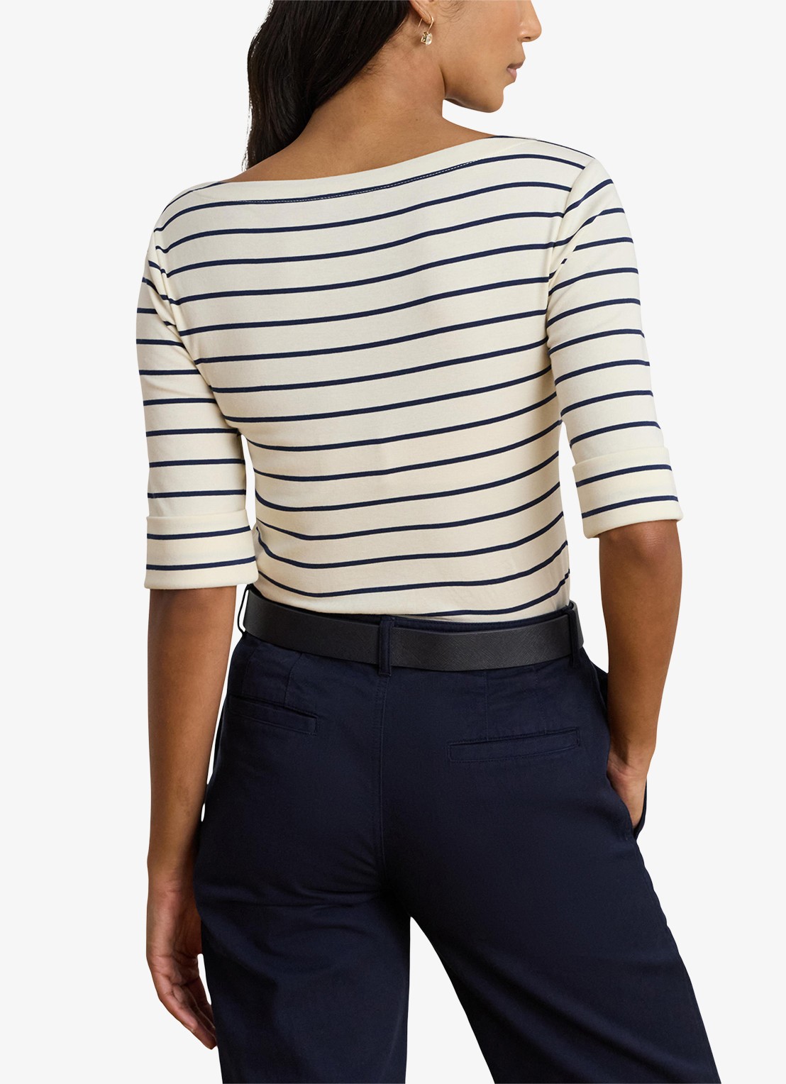 Ralph Lauren T-shirt met streepprint en boothals - achterkant 3 wit