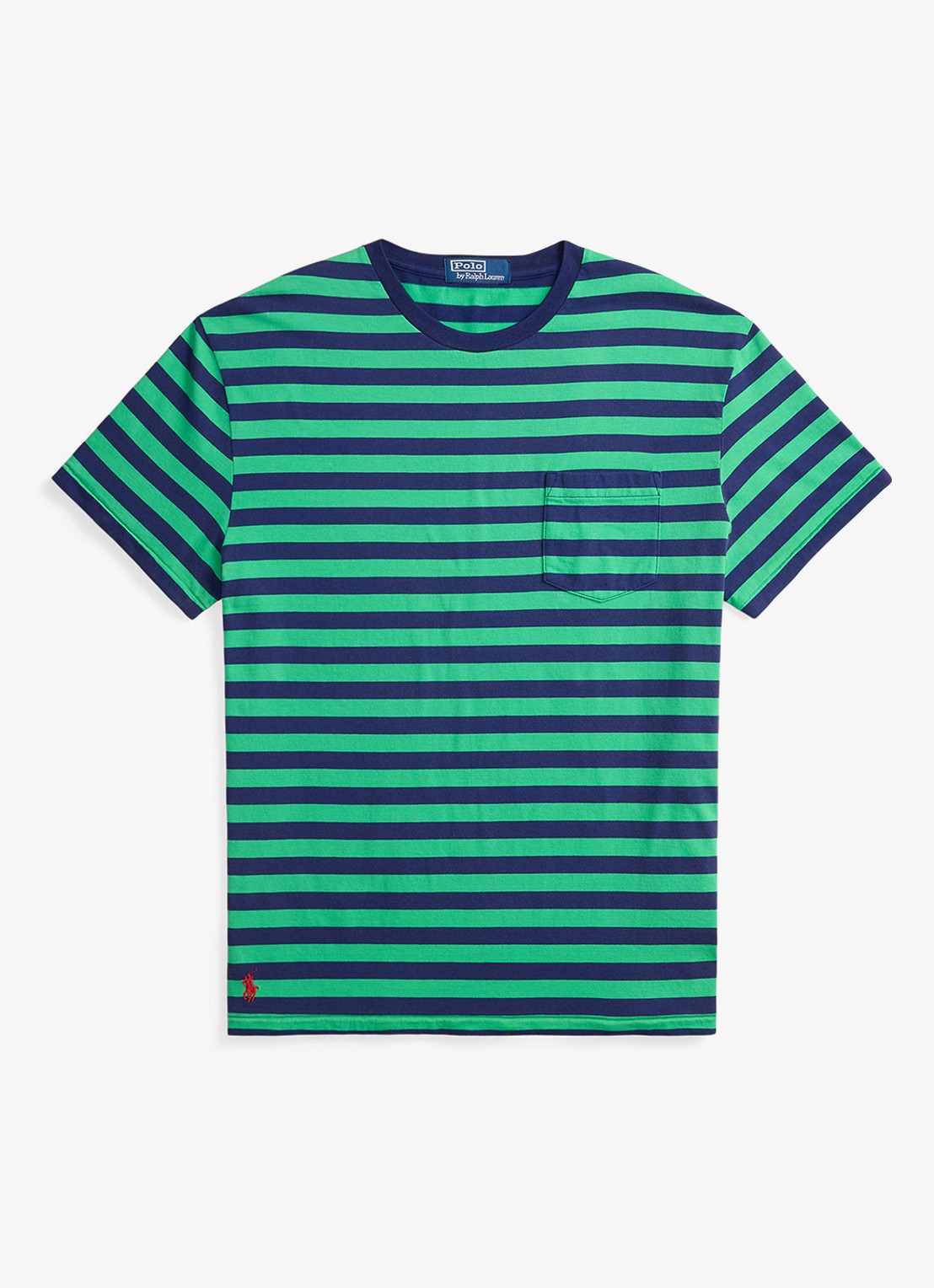 Ralph Lauren T-shirt met streepprint en borstzak - voorkant 3 summer emerald/dark cobalt-zyrd