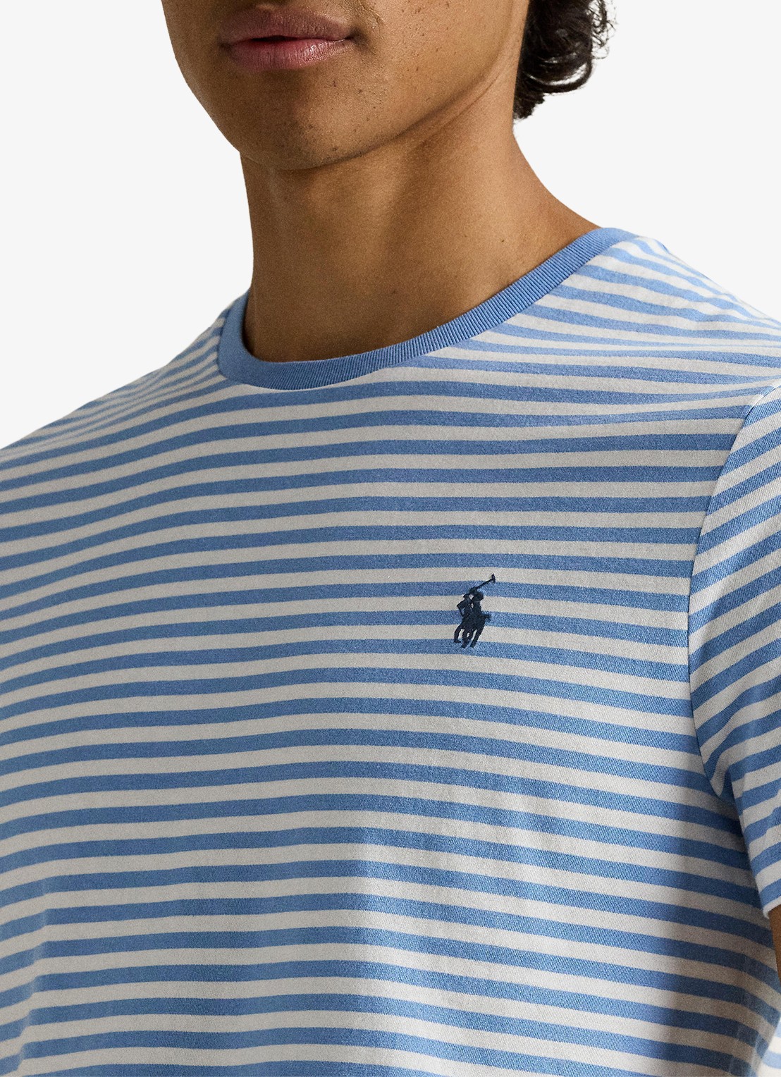 Ralph Lauren T-shirt met streepprint en logoborduring - detail 3 bristol blue/white / blauw