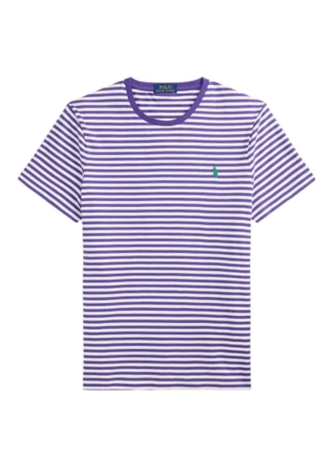 Ralph Lauren T-shirt met streepprint en logoborduring - voorkant cabana purple/white-zyws