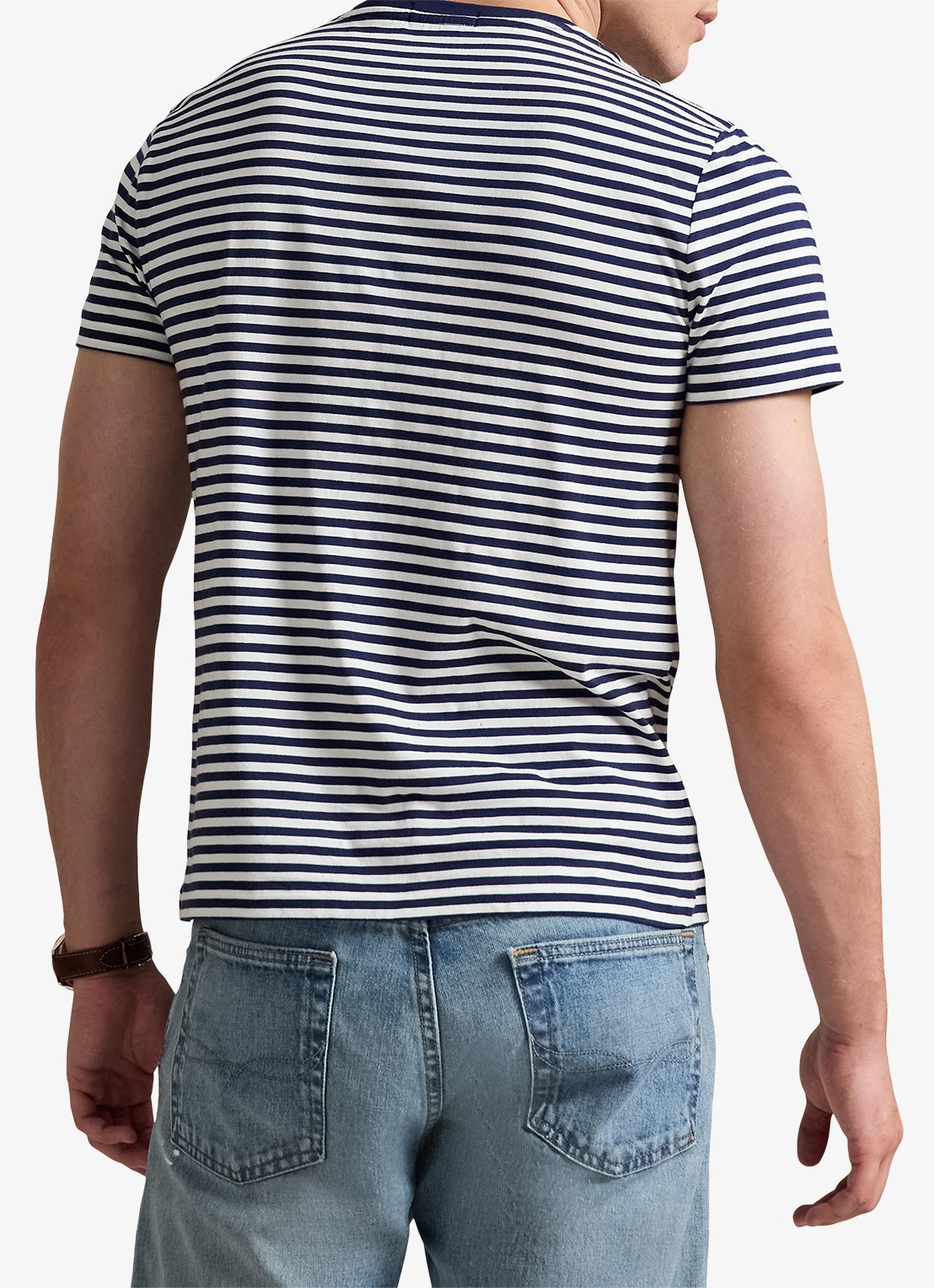 Ralph Lauren T-shirt met streepprint en logoborduring - achterkant 5 newport navy/white / donkerblauw