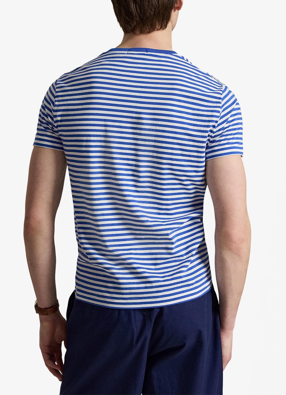 Ralph Lauren T-shirt met streepprint en logoborduring - achterkant 5 new iris blue/white / blauw