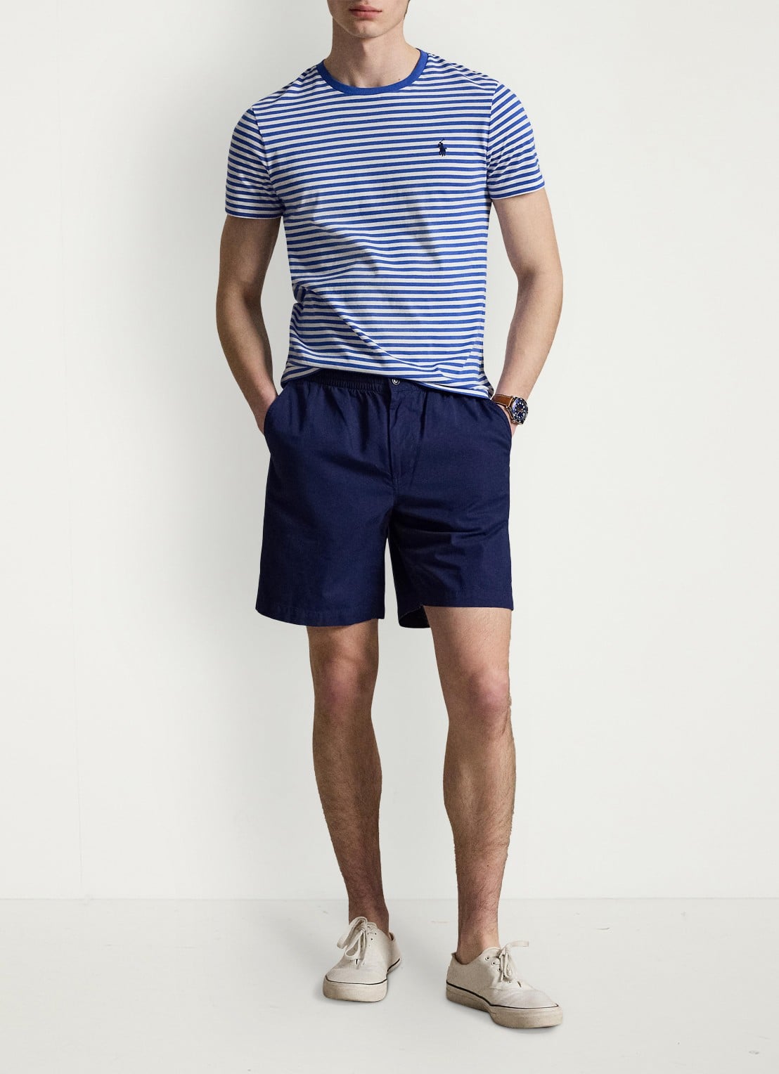 Ralph Lauren T-shirt met streepprint en logoborduring - detail new iris blue/white / blauw