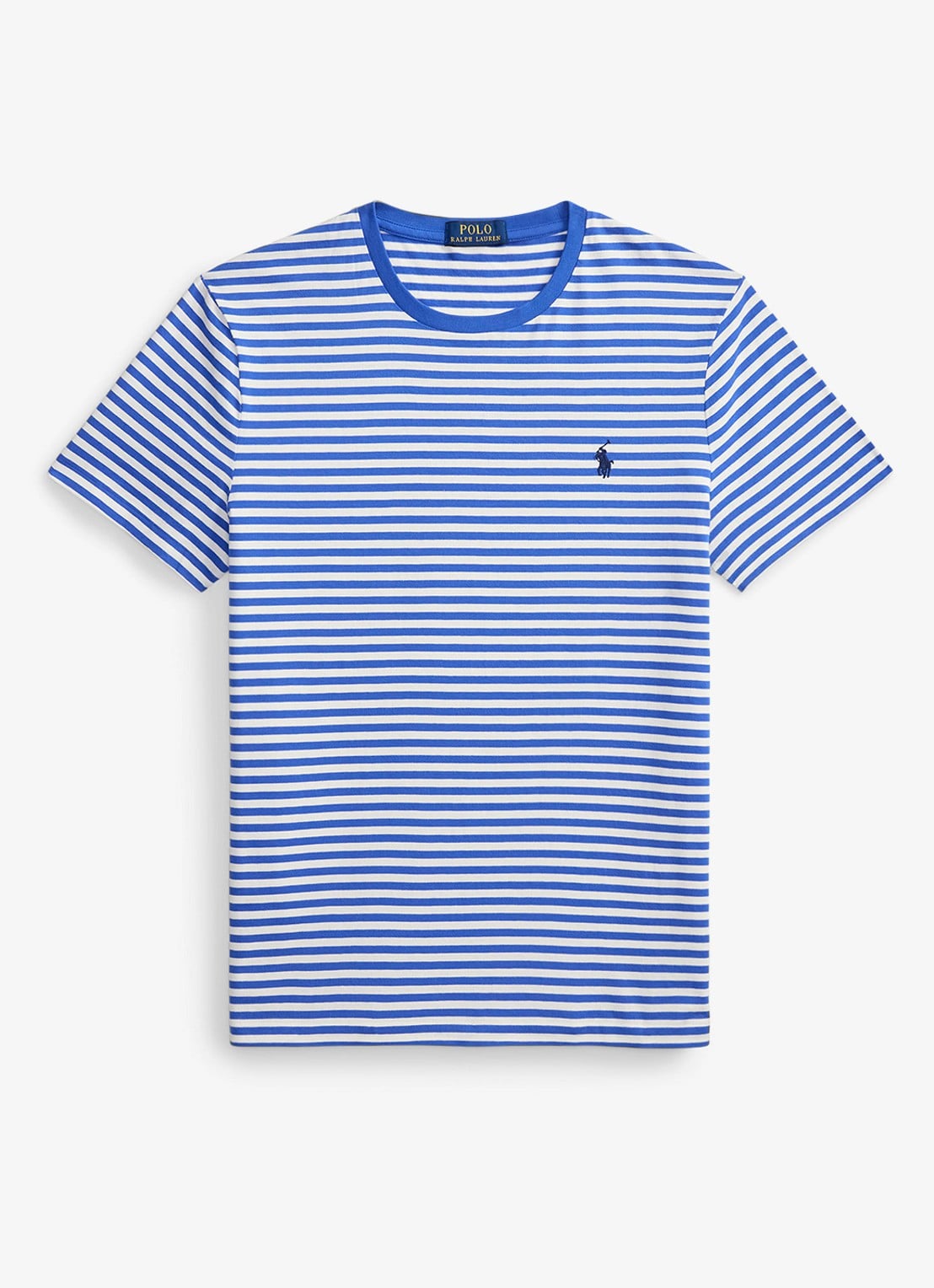 Ralph Lauren T-shirt met streepprint en logoborduring - voorkant 3 new iris blue/white / blauw