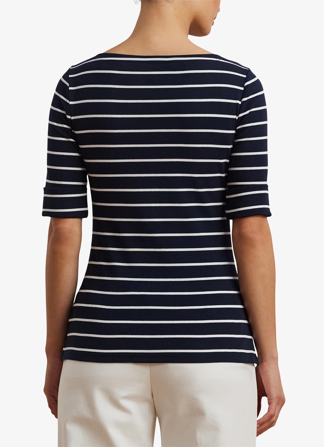 Ralph Lauren T-shirt met streepprint - achterkant lauren navy / donkerblauw