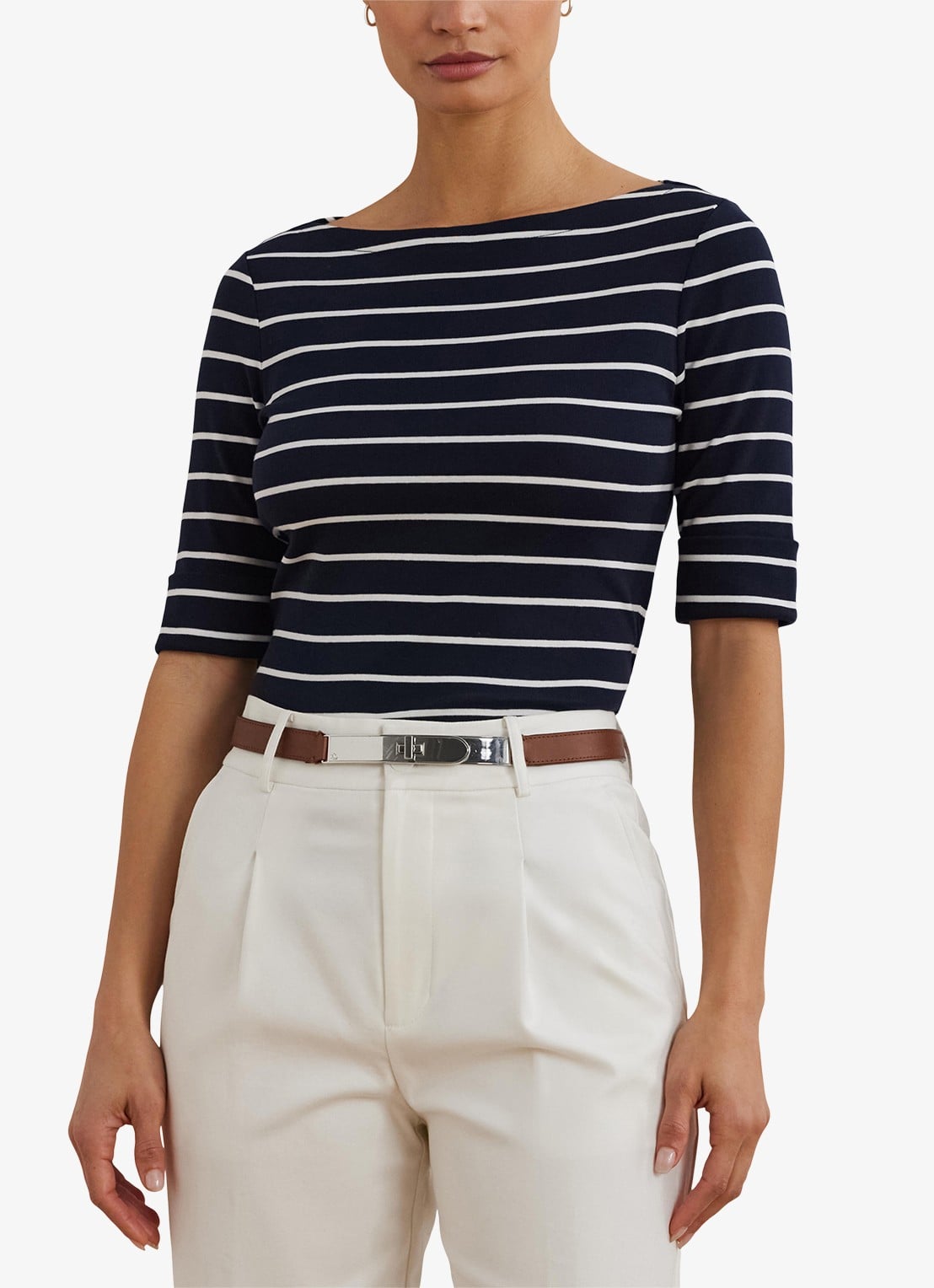 Ralph Lauren T-shirt met streepprint - detail 5 lauren navy / donkerblauw