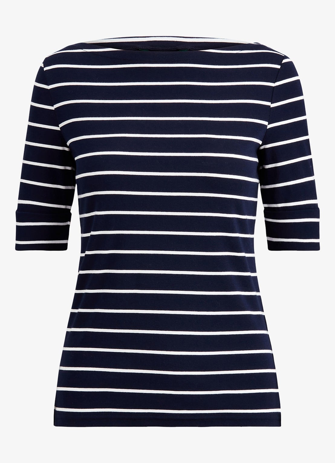 Ralph Lauren T-shirt met streepprint - voorkant 2 lauren navy / donkerblauw