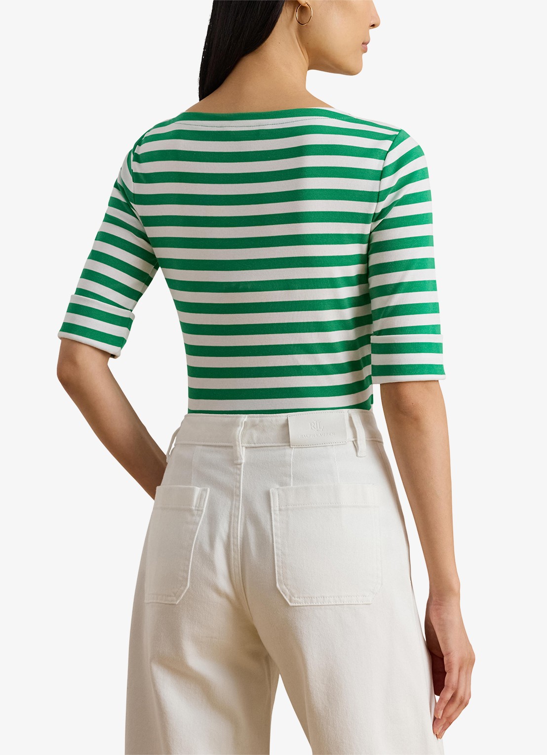 Ralph Lauren T-shirt met streepprint  - achterkant groen
