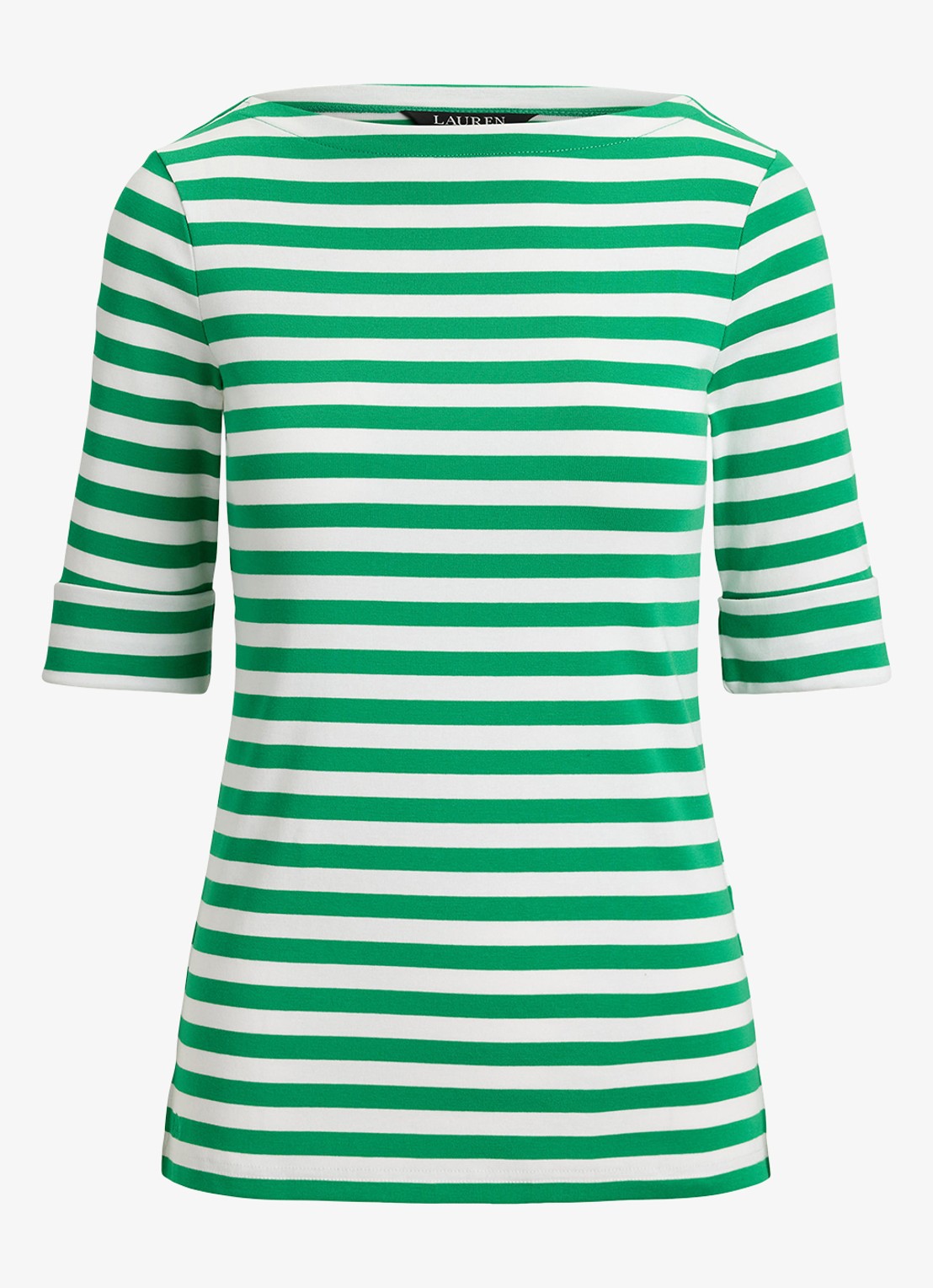 Ralph Lauren T-shirt met streepprint  - voorkant 2 groen