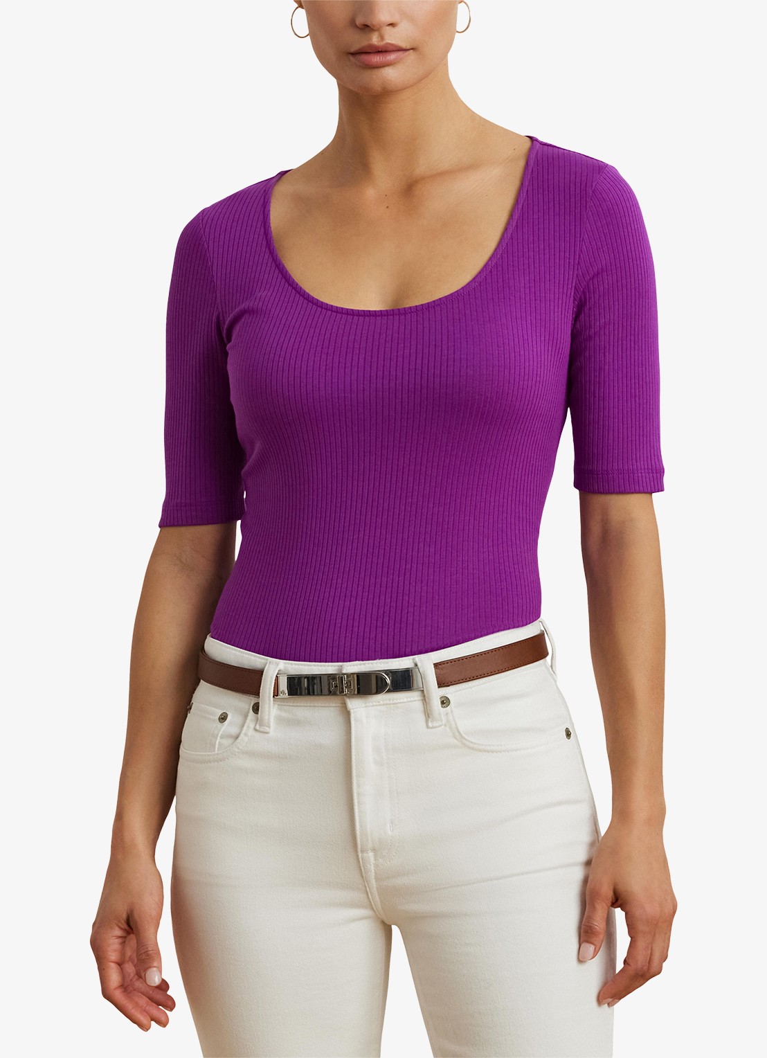 Ralph Lauren T-shirt met stretch - detail 4 purple dawn / paars