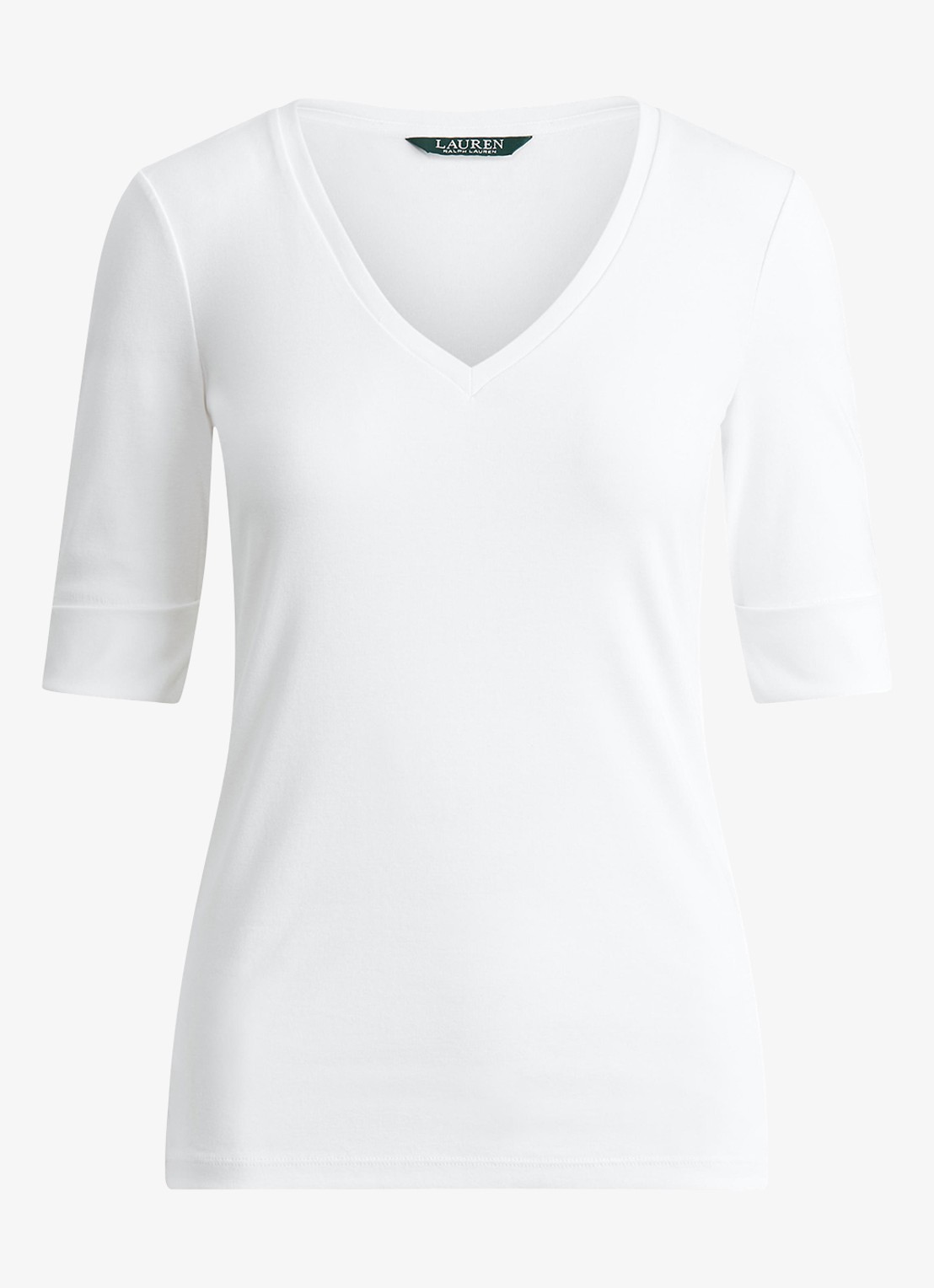 Ralph Lauren T-shirt met V-hals en halflange mouw - voorkant 2 white / wit