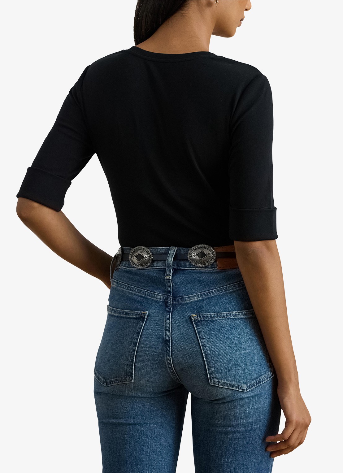 Ralph Lauren T-shirt met V-hals en halflange mouw - achterkant 2 black / zwart