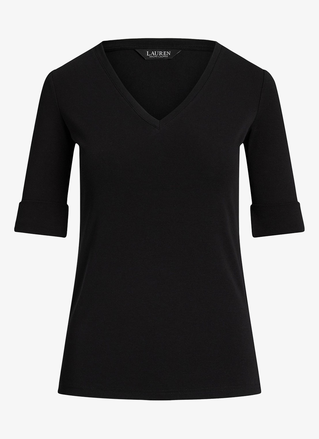 Ralph Lauren T-shirt met V-hals en halflange mouw - voorkant 5 black / zwart