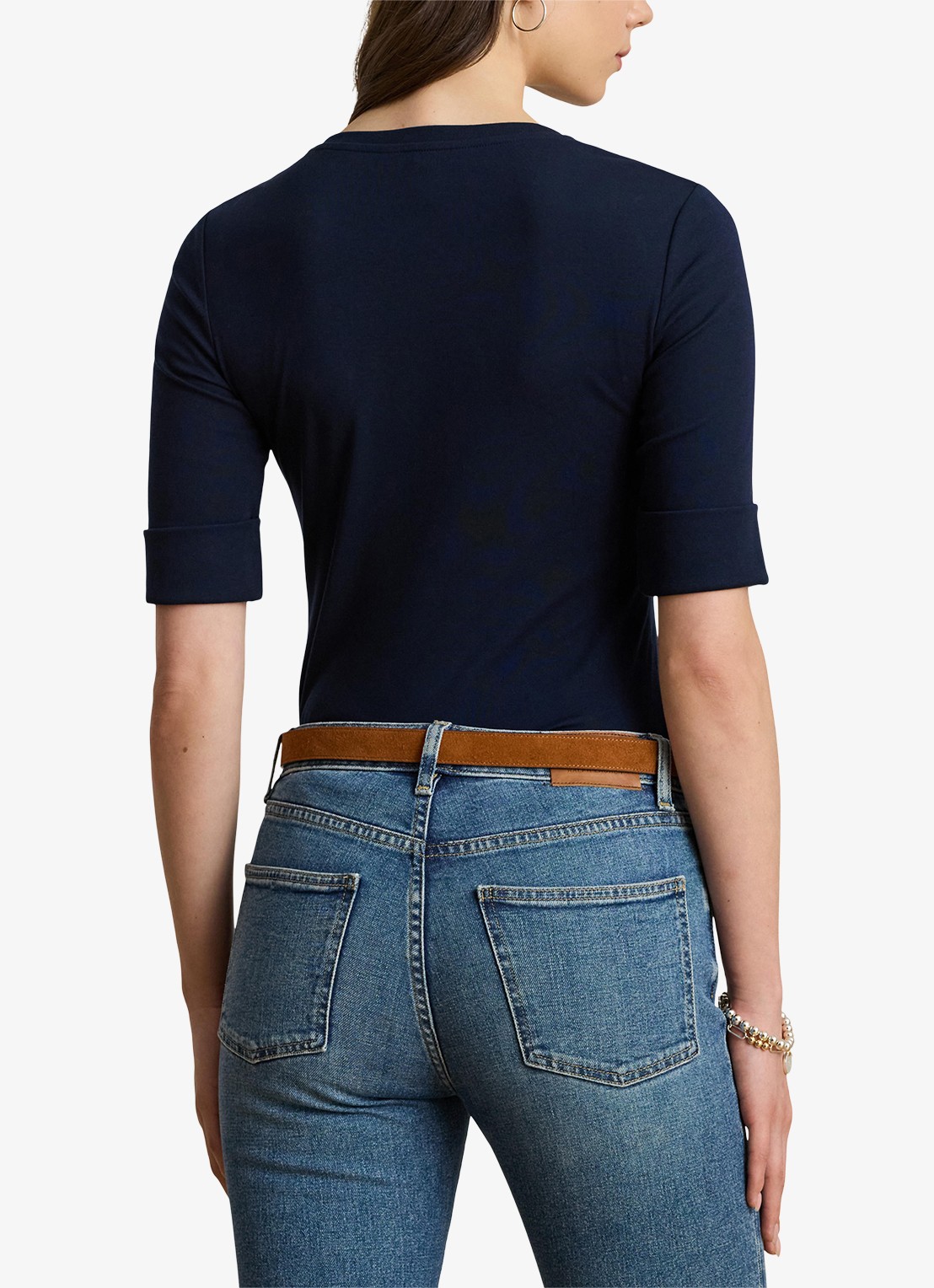 Ralph Lauren T-shirt met V-hals en halflange mouw - achterkant 4 blauw