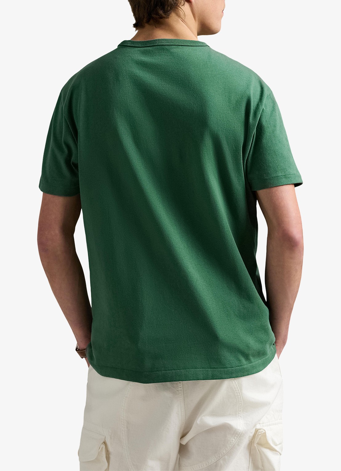Ralph Lauren T-shirt van jersey met logoborduring  - achterkant antique green / groen