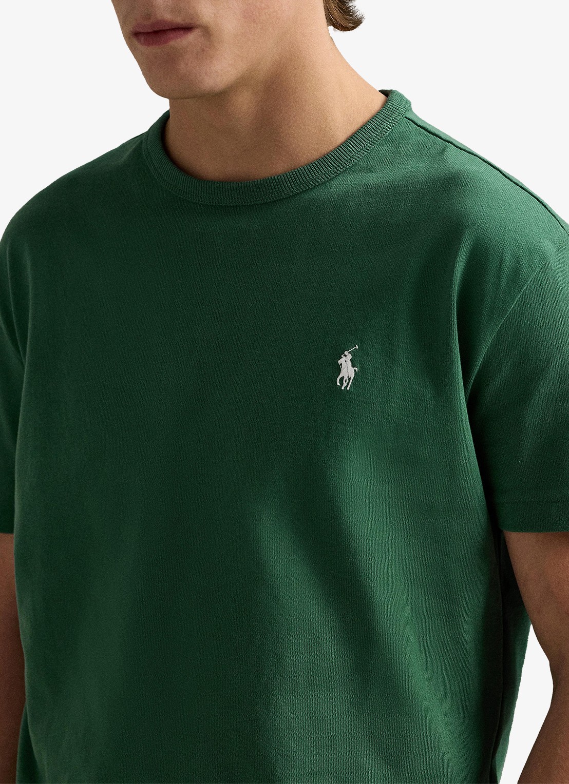 Ralph Lauren T-shirt van jersey met logoborduring  - detail 7 antique green / groen