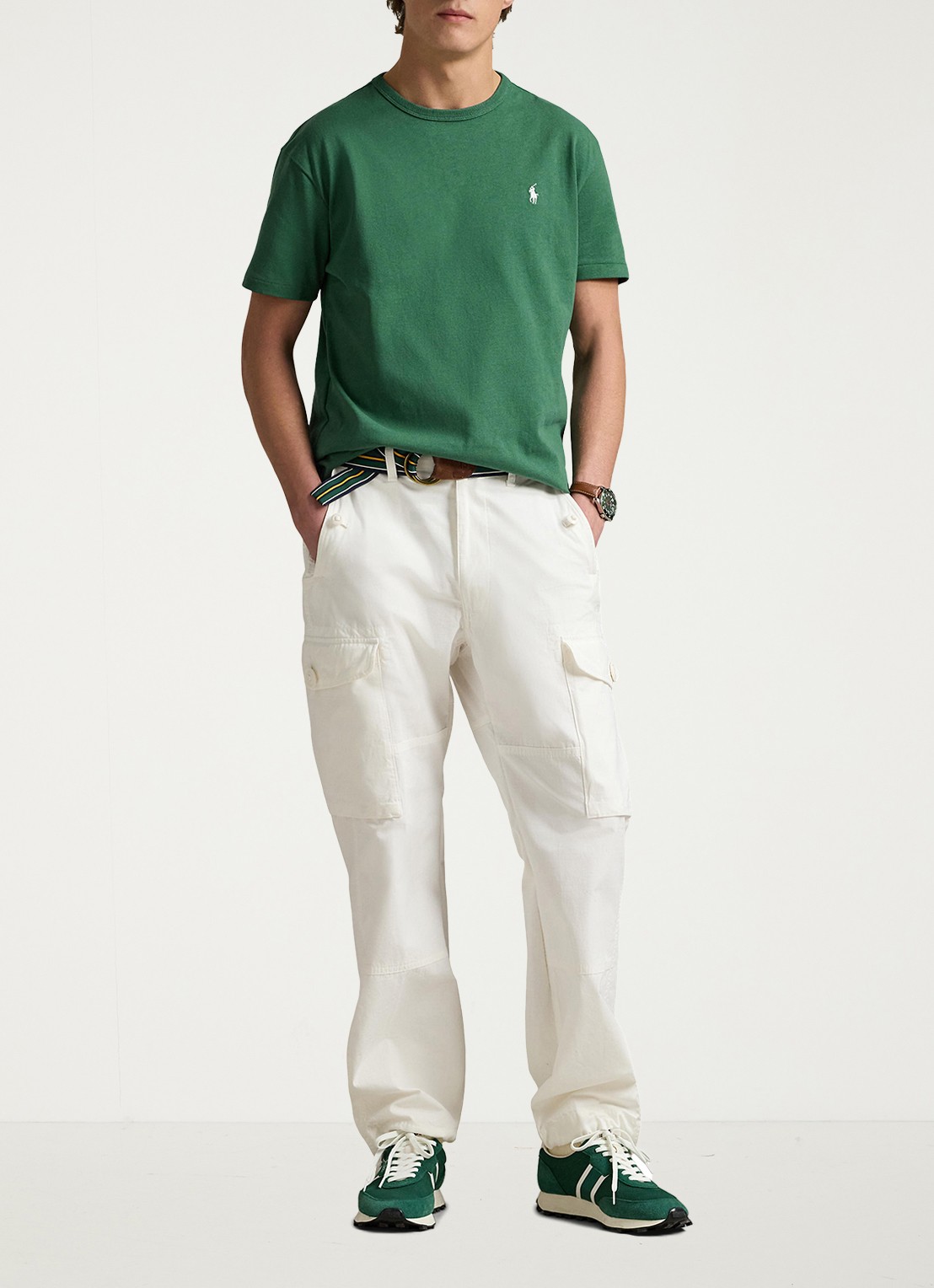 Ralph Lauren T-shirt van jersey met logoborduring  - voorkant 4 antique green / groen