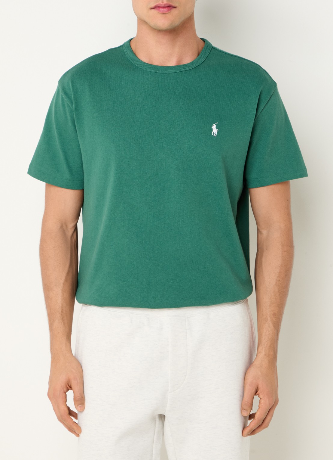 Ralph Lauren T-shirt van jersey met logoborduring  - detail 8 antique green / groen