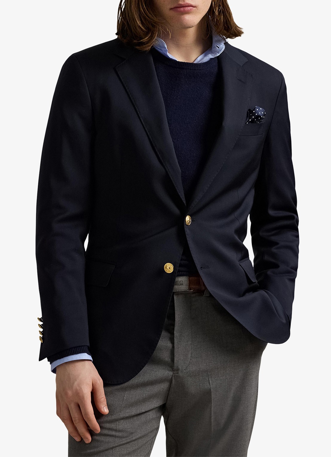 Ralph Lauren Tailored fit colbert van wol met klepzakken - detail 2 classic navy / donkerblauw