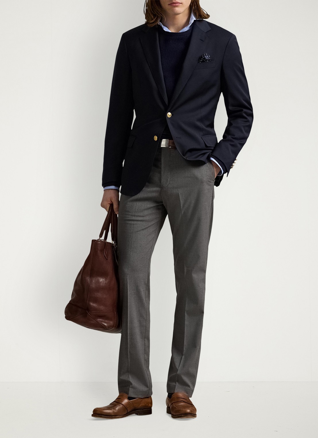 Ralph Lauren Tailored fit colbert van wol met klepzakken - voorkant 5 classic navy / donkerblauw