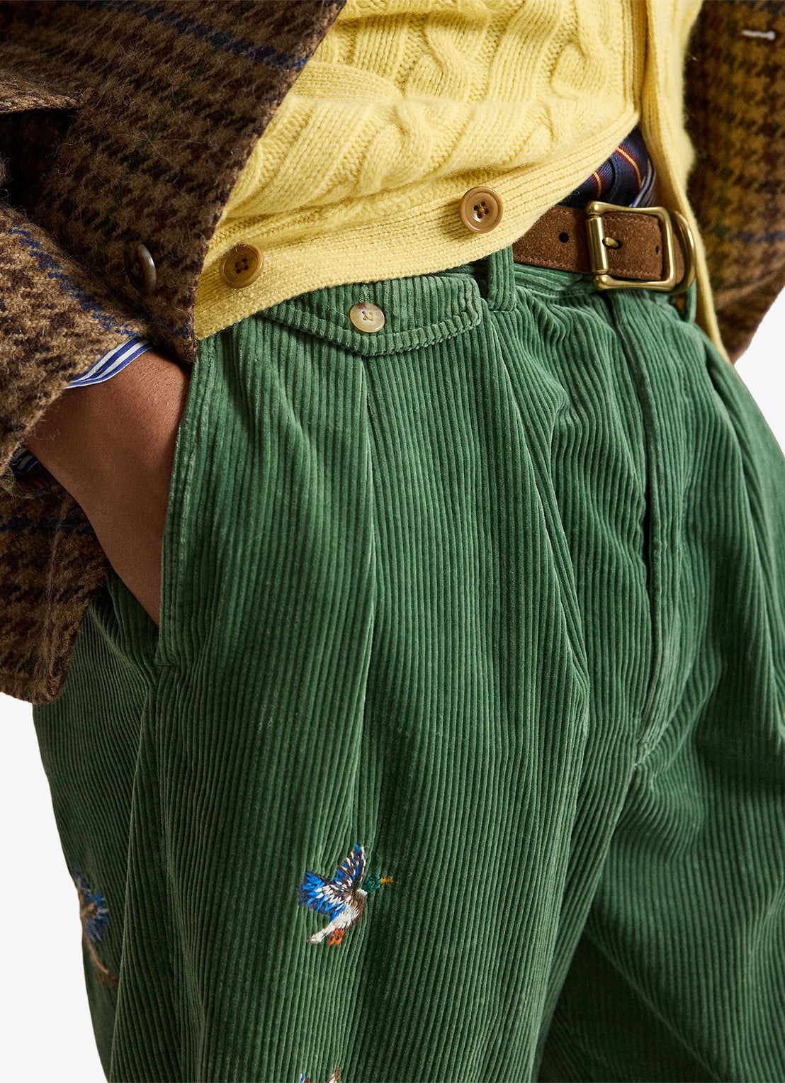 Ralph Lauren Tapered fit broek van corduroy met borduring - detail 2 meadow green aoe-zwjv / groen