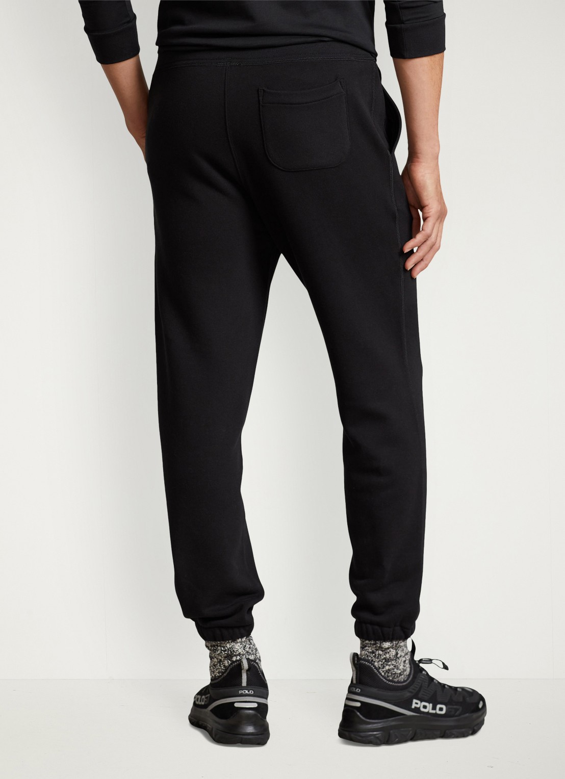 Ralph Lauren Tapered fit cropped joggingbroek met logoborduring - achterkant polo black / zwart