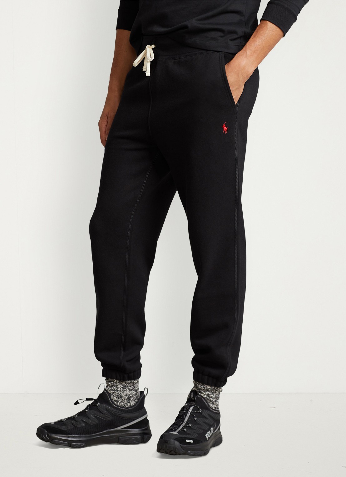 Ralph Lauren Tapered fit cropped joggingbroek met logoborduring - detail 4 polo black / zwart