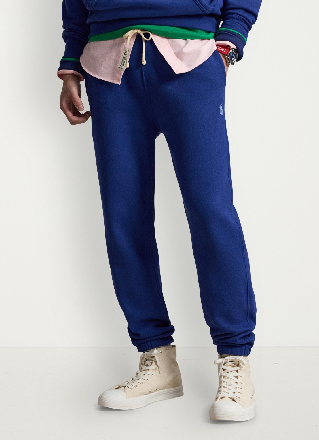 Ralph Lauren Tapered fit cropped joggingbroek met logoborduring - detail 2 blue yacht / blauw