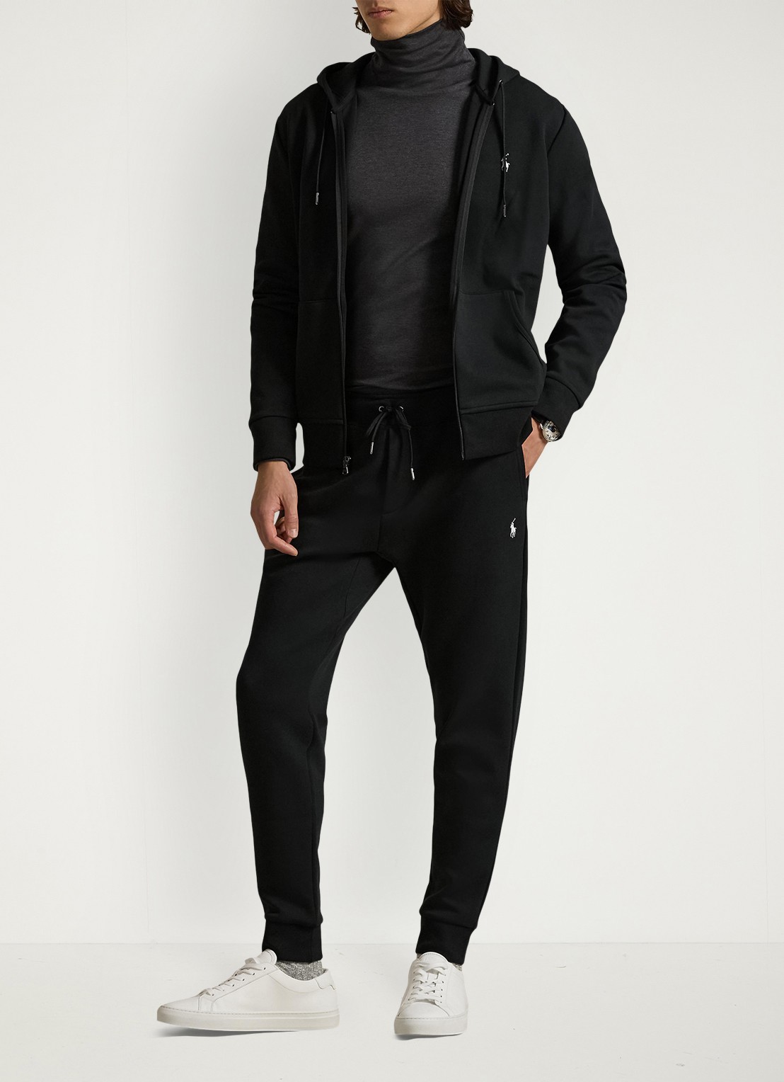Ralph Lauren Tapered fit joggingbroek met logoborduring - voorkant 6 polo black / zwart