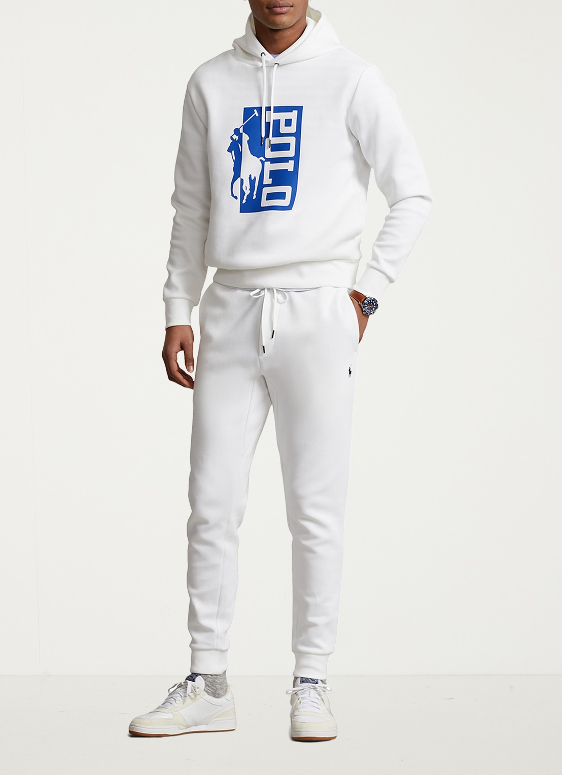 Ralph Lauren Tapered fit joggingbroek met logoborduring - voorkant 5 white / wit