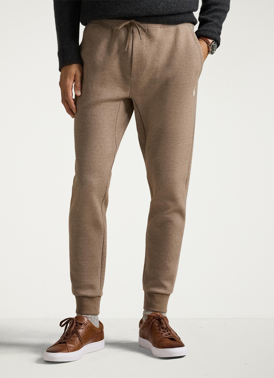 Ralph Lauren Tapered fit joggingbroek met logoborduring - detail brown heather / lichtbruin