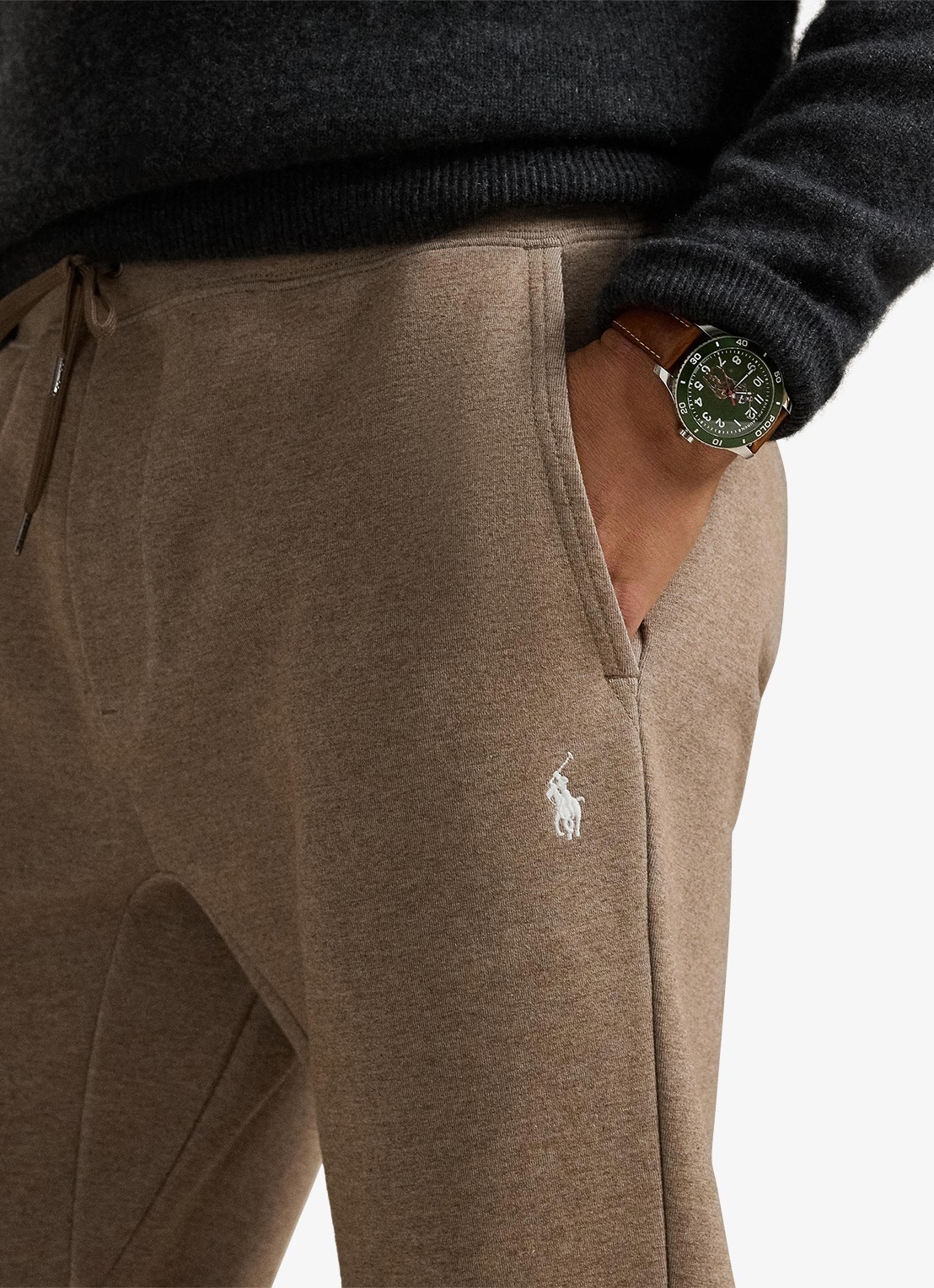 Ralph Lauren Tapered fit joggingbroek met logoborduring - detail 2 brown heather / lichtbruin