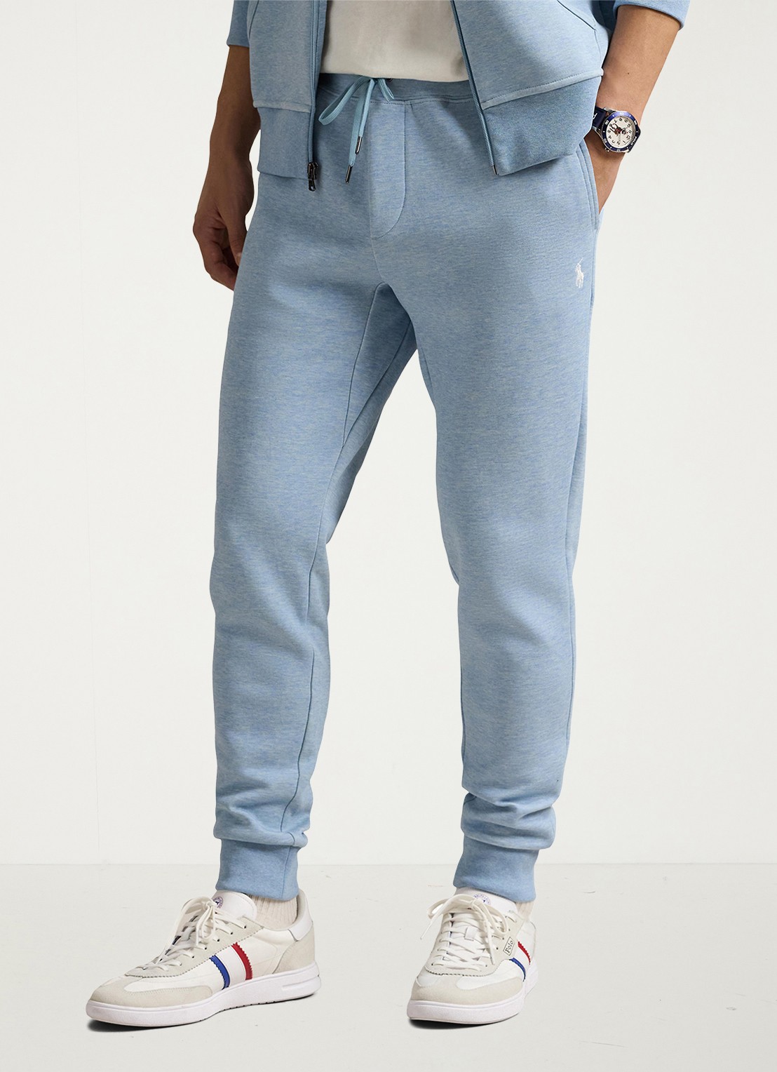 Ralph Lauren Tapered fit joggingbroek met logoborduring - detail modern blue heather / blauw