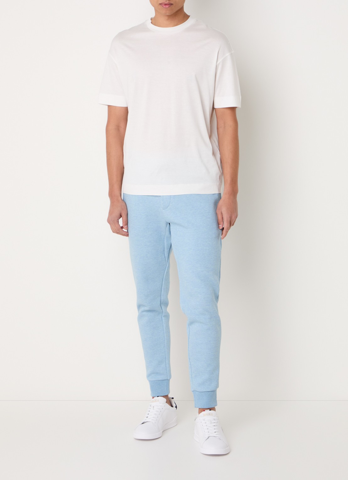 Ralph Lauren Tapered fit joggingbroek met logoborduring - voorkant 8 modern blue heather / blauw