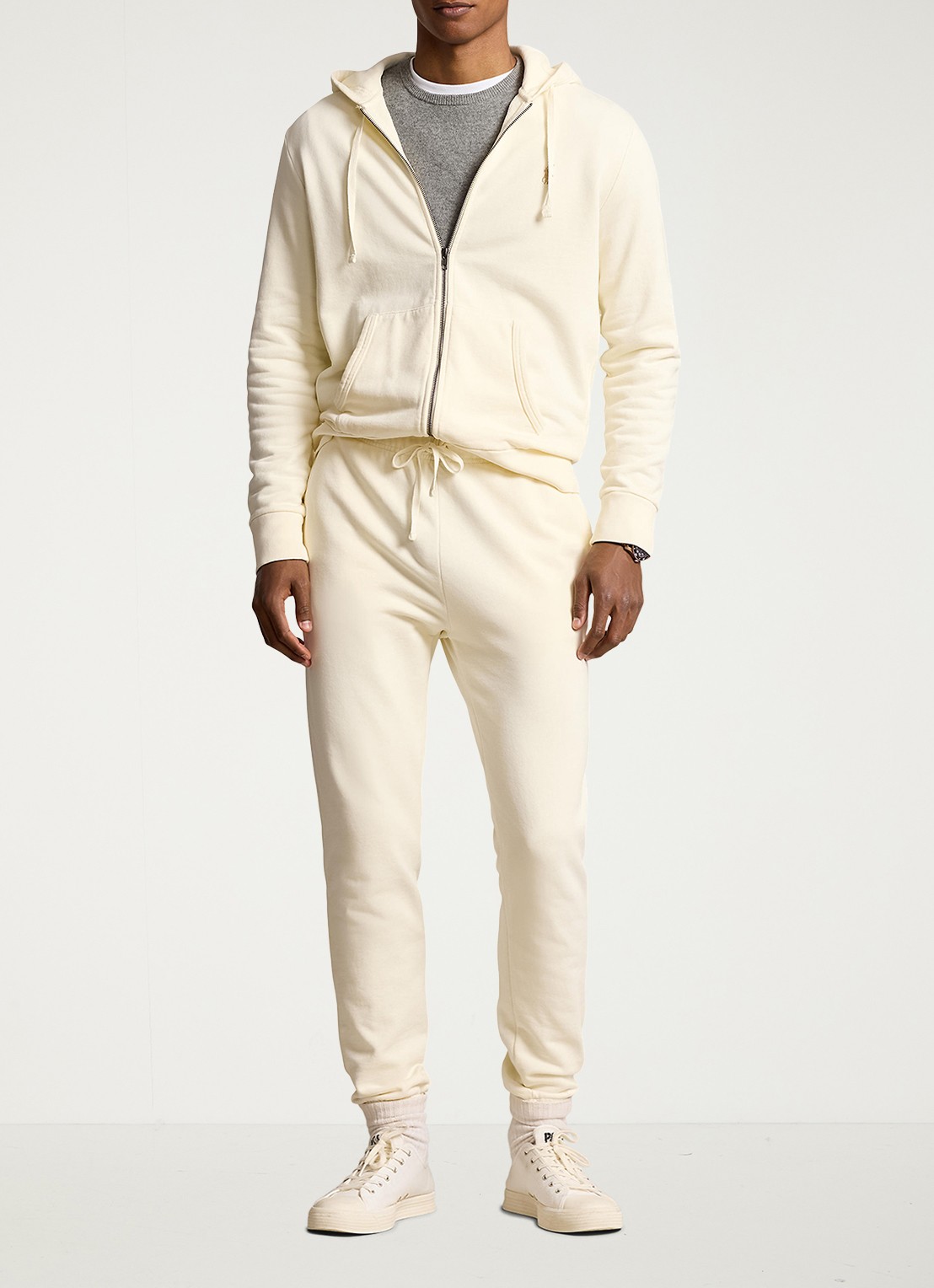 Ralph Lauren Tapered fit joggingbroek met logoborduring - voorkant 5 clubhouse cream / creme
