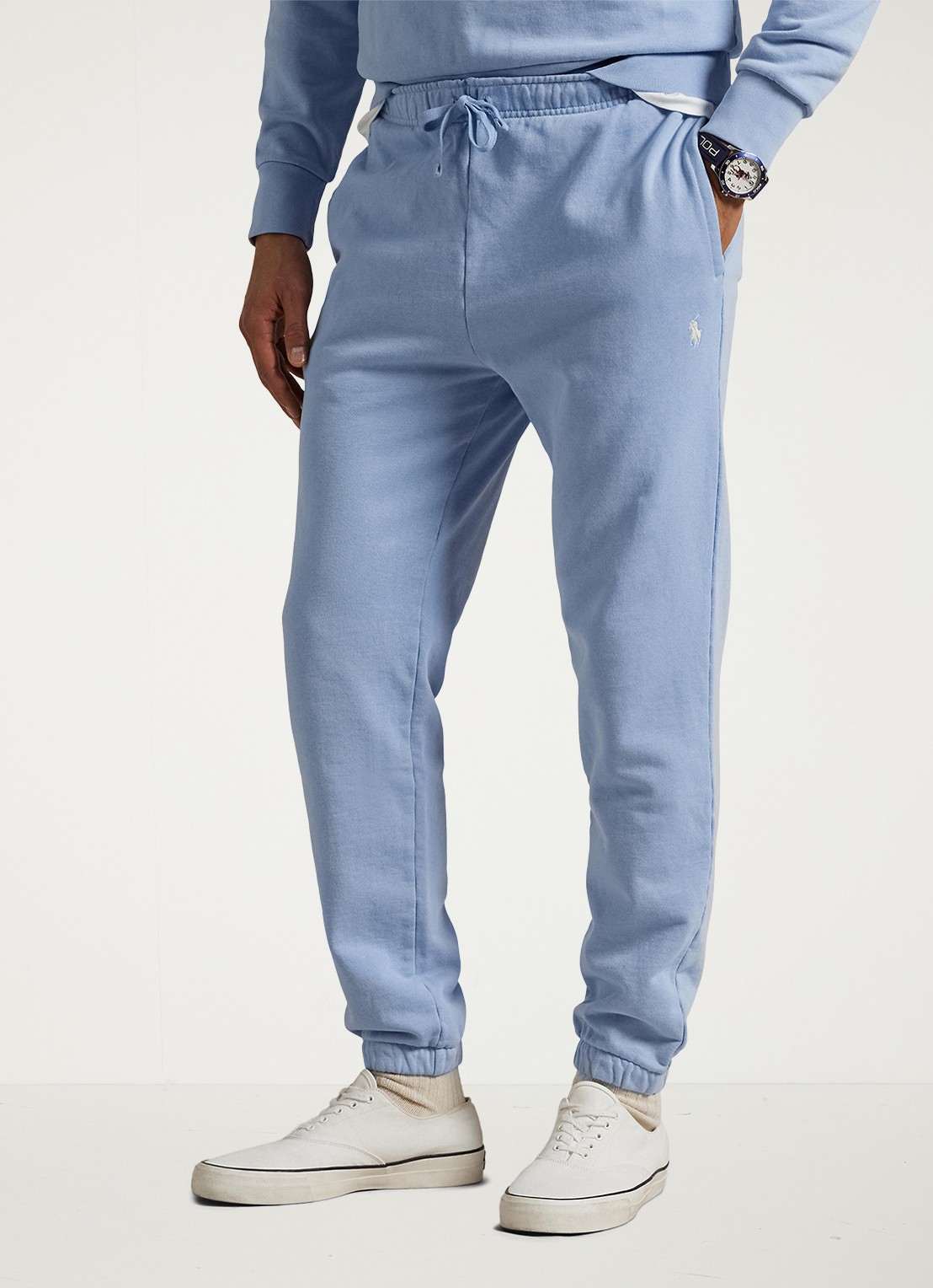 Ralph Lauren Tapered fit joggingbroek met logoborduring - detail 4 lichtblauw