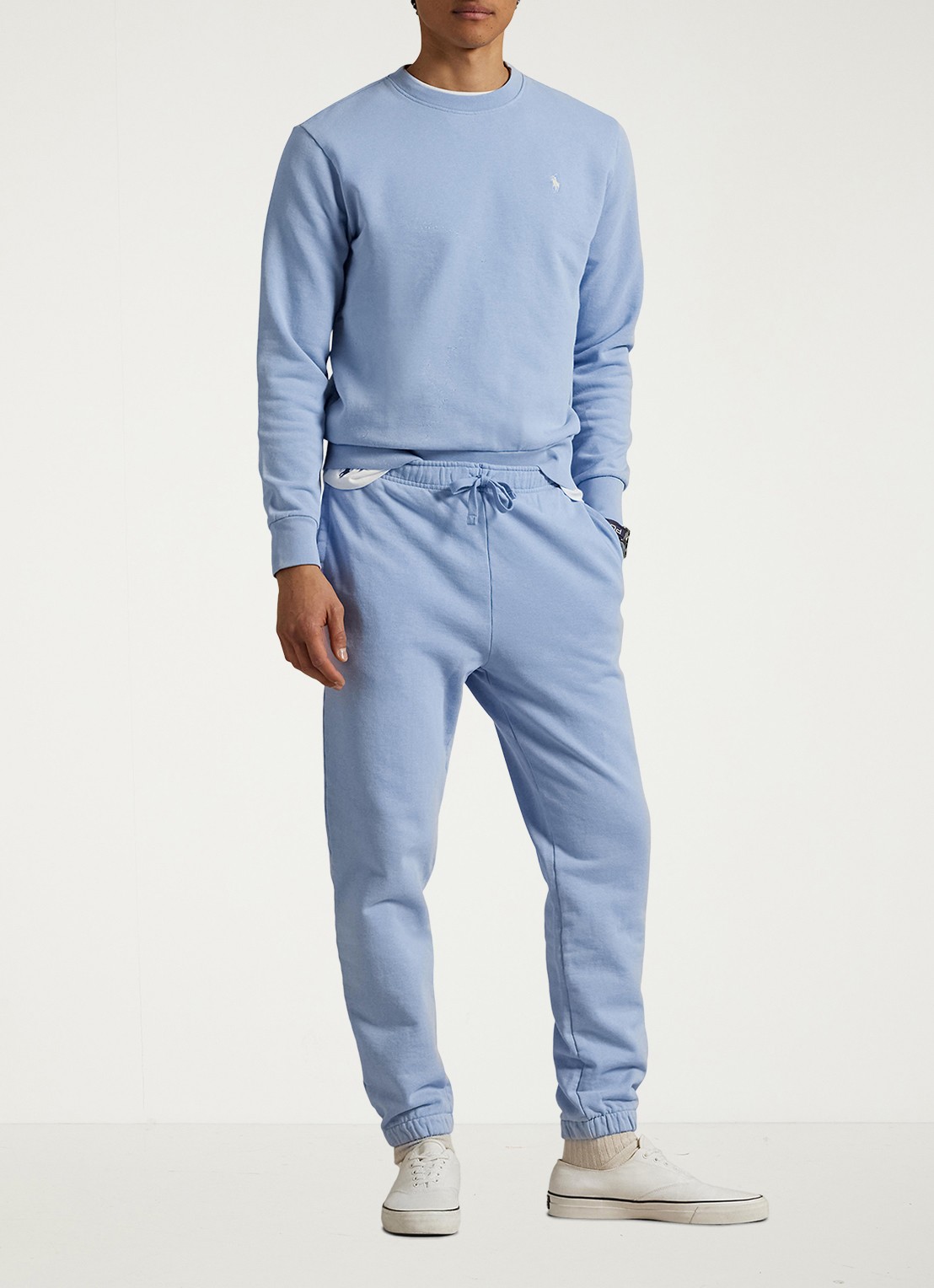 Ralph Lauren Tapered fit joggingbroek met logoborduring - voorkant 3 lichtblauw