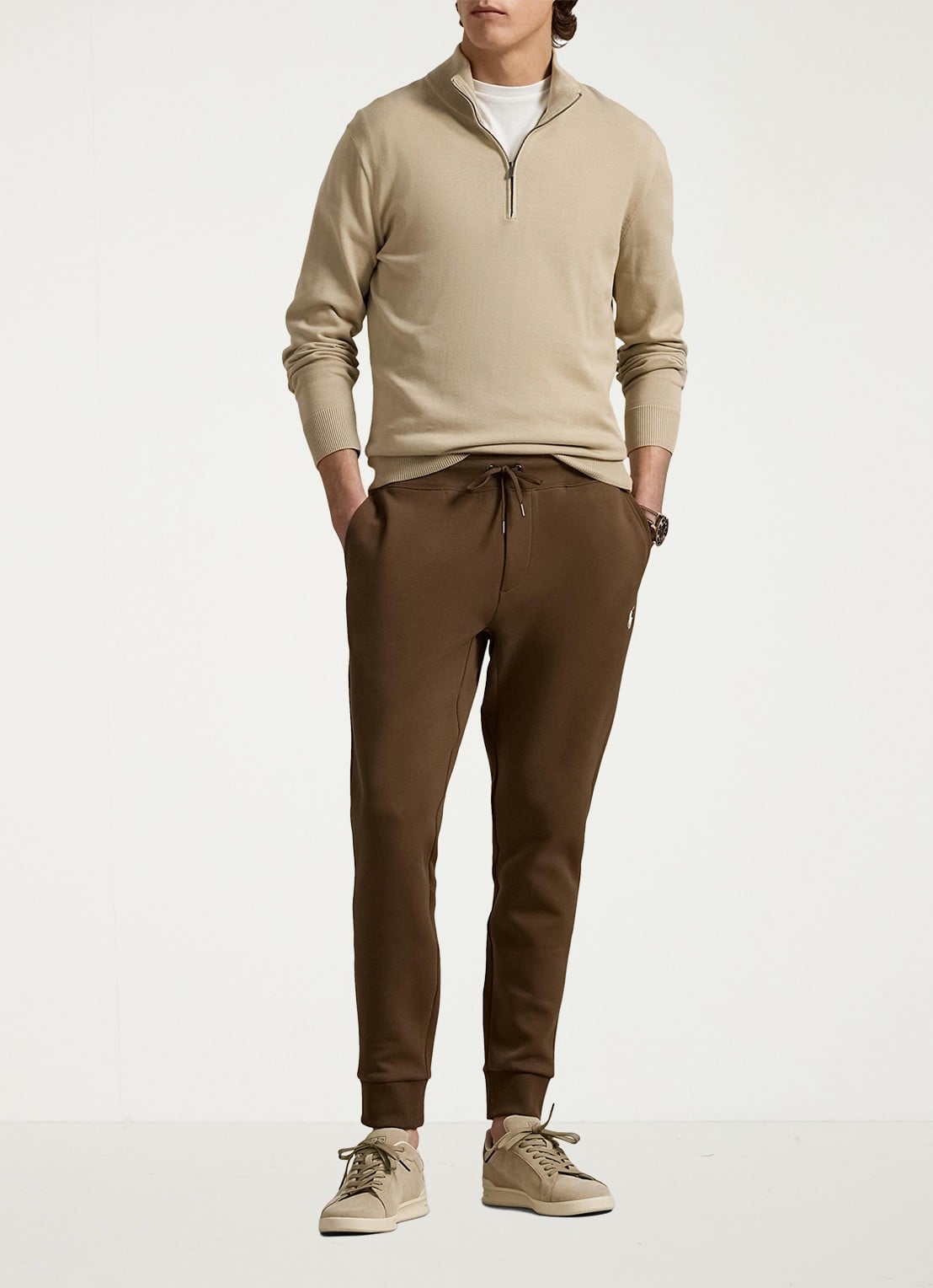Ralph Lauren Tapered fit joggingbroek met logoborduring - voorkant 3 chestnut / lichtbruin