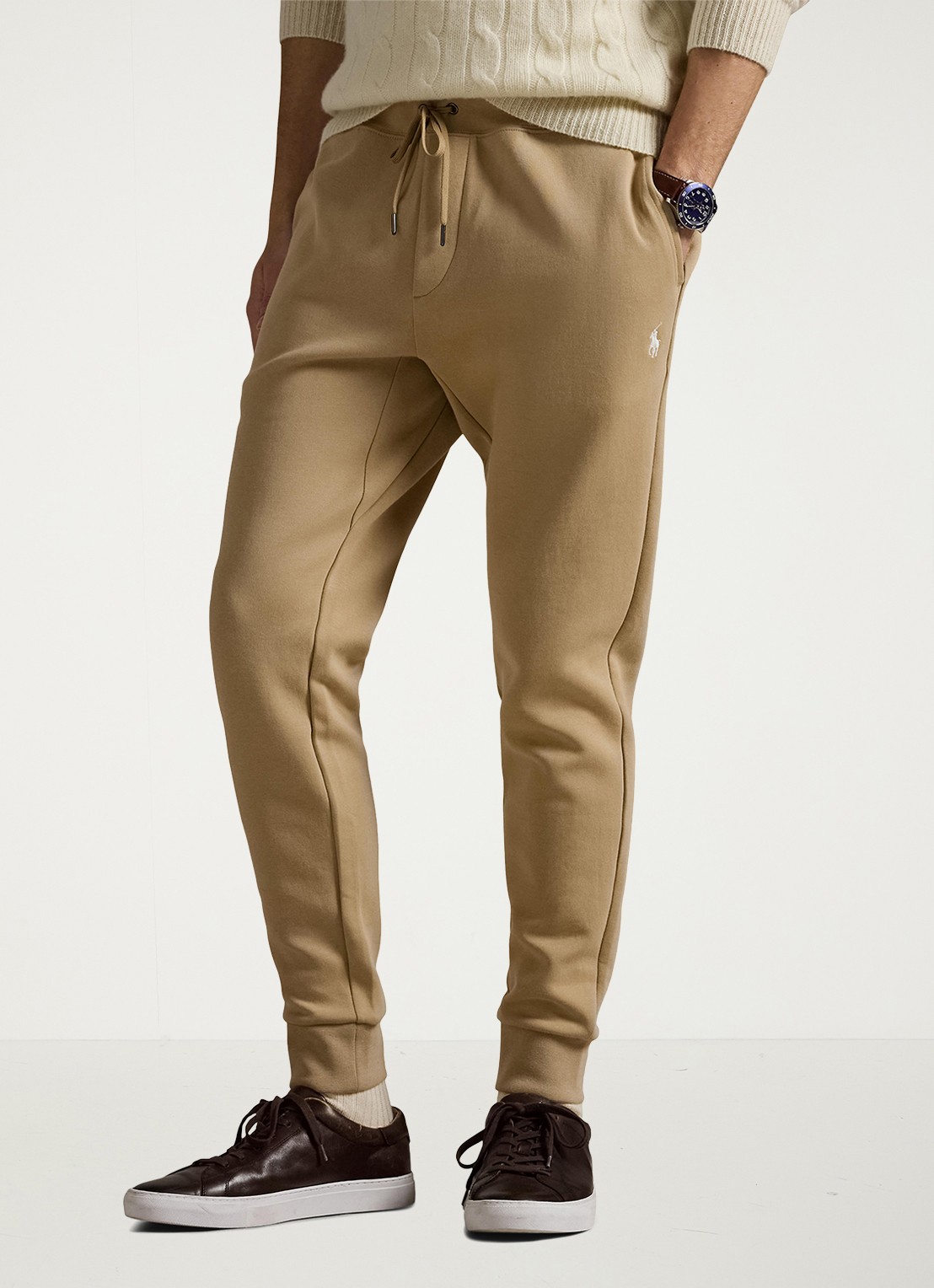 Ralph Lauren Tapered fit joggingbroek met logoborduring - detail 4 beige