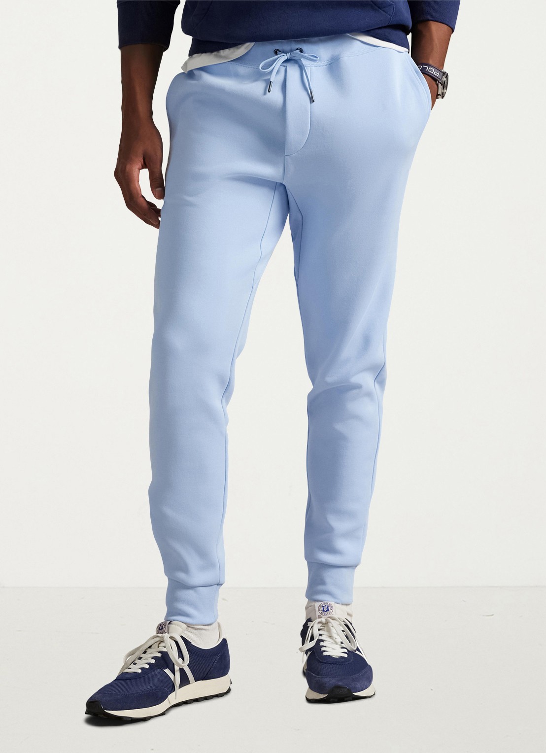 Ralph Lauren Tapered fit joggingbroek met logoborduring - detail office blue / lichtblauw