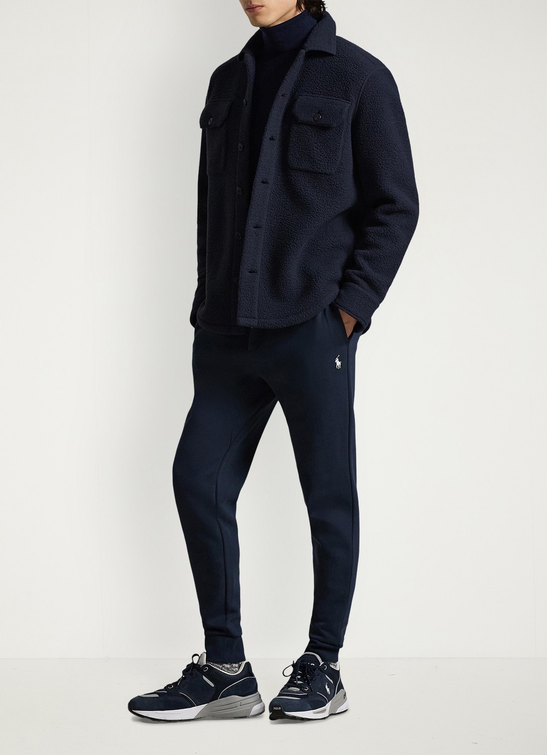 Ralph Lauren Tapered fit joggingbroek met logoborduring - voorkant 4 aviator navy / donkerblauw