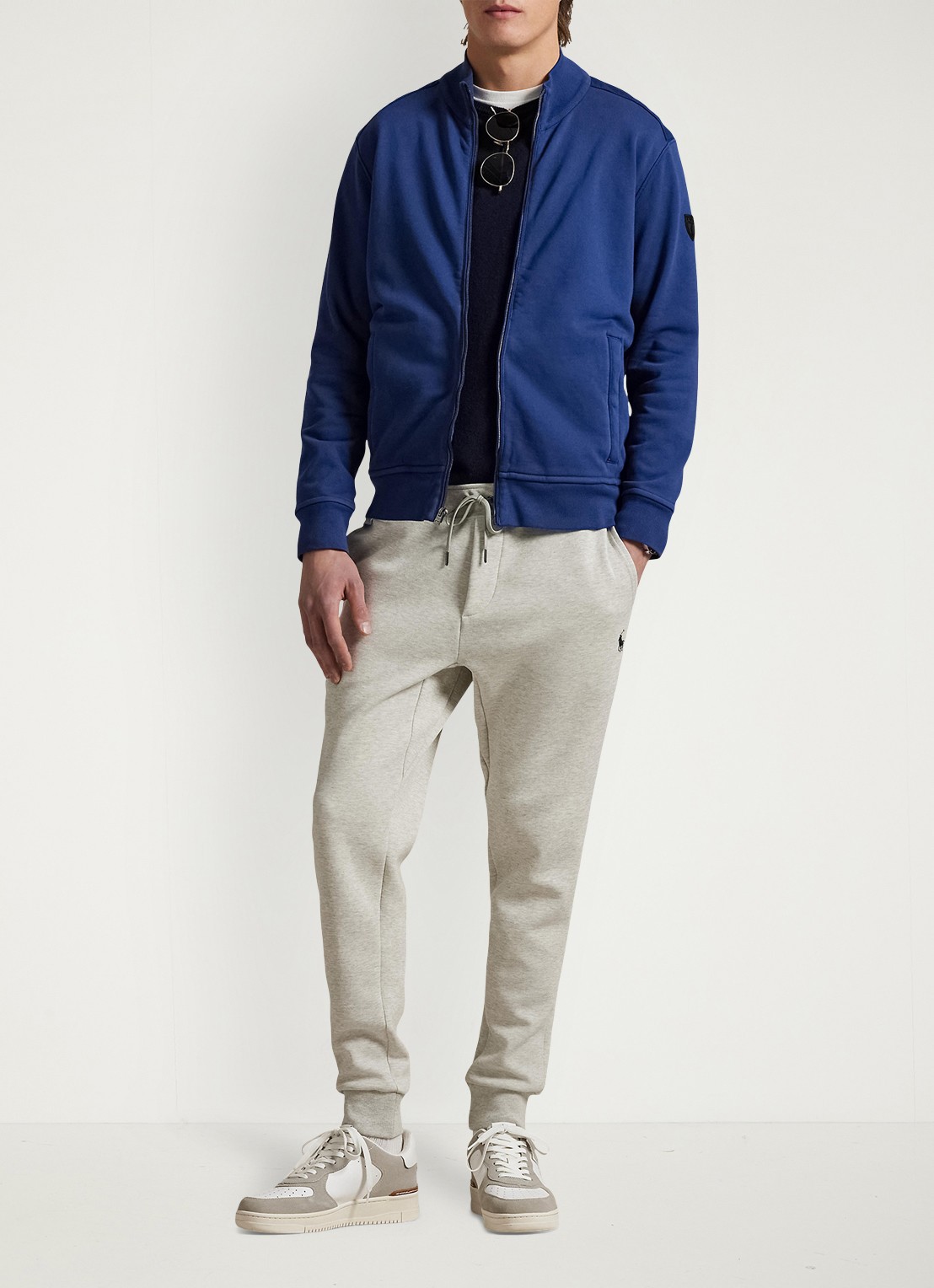 Ralph Lauren Tapered fit joggingbroek met logoborduring - voorkant 4 lt sport heather / grijsmele
