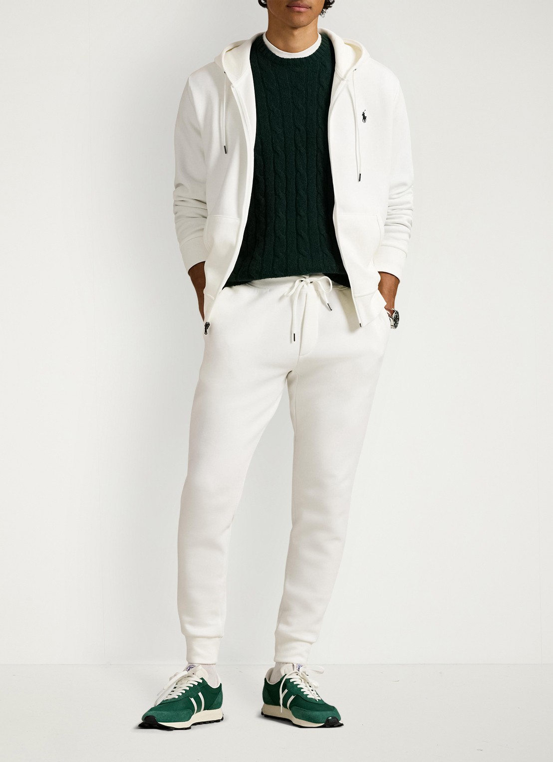 Ralph Lauren Tapered fit joggingbroek met logoborduring - voorkant 2 white / wit